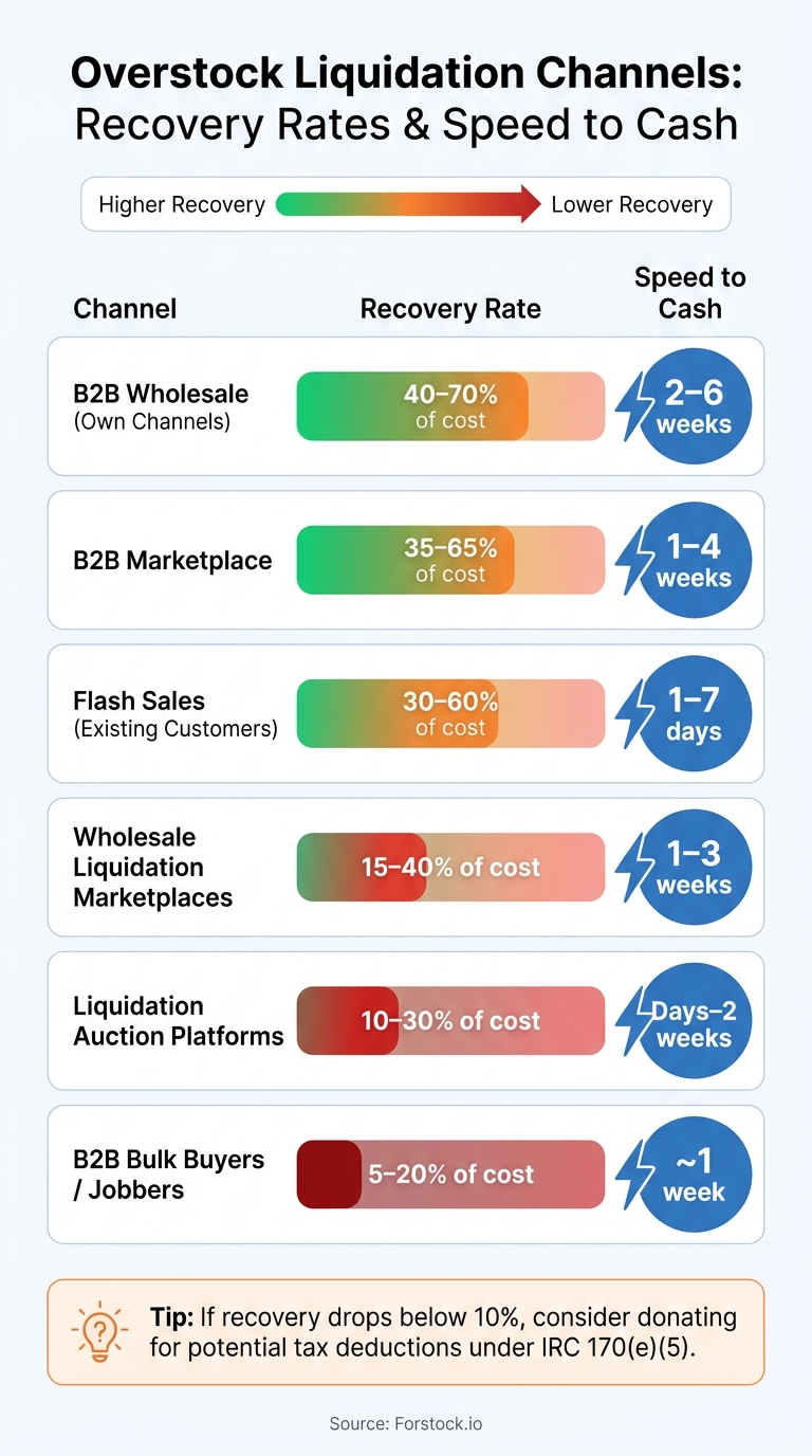 Overstock Liquidation Channels: Recovery Rates & Speed to Cash
