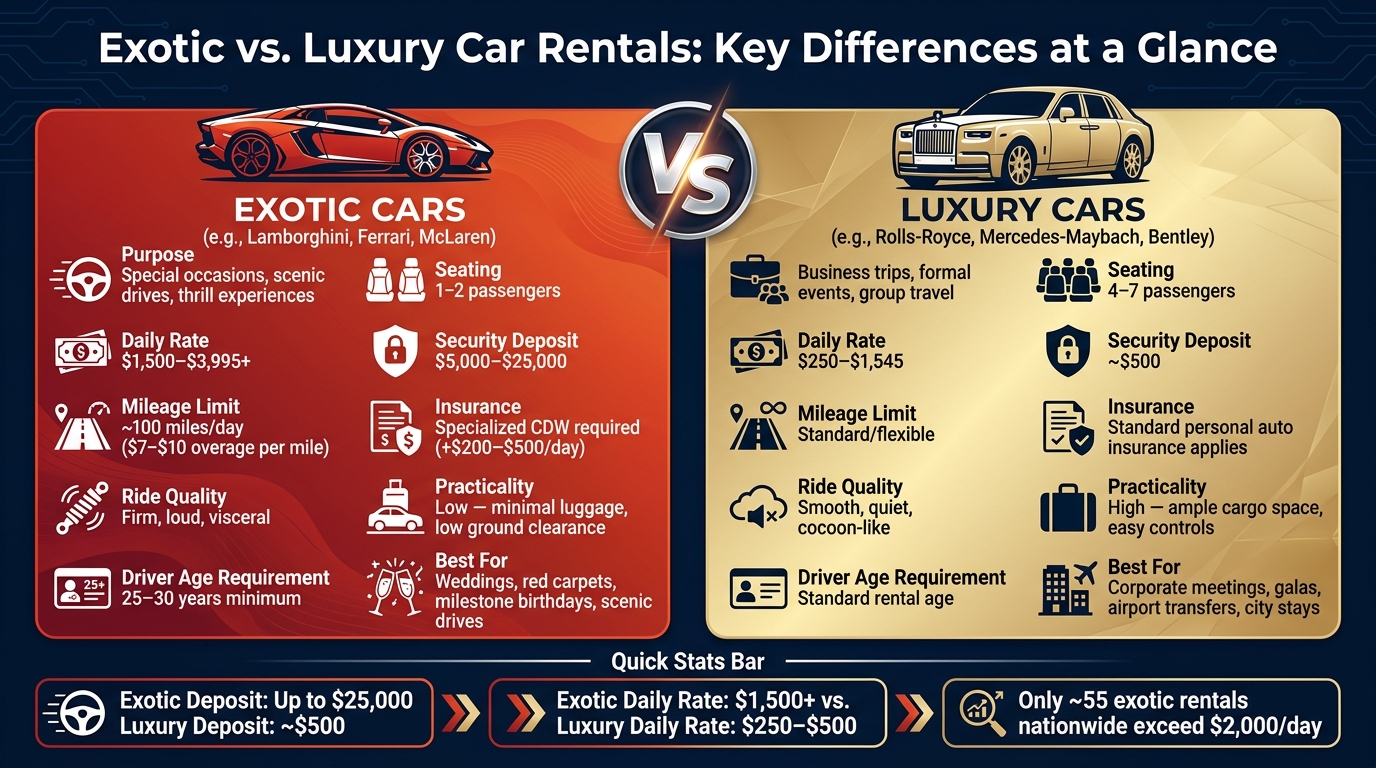 Exotic vs. Luxury Car Rentals: Side-by-Side Comparison