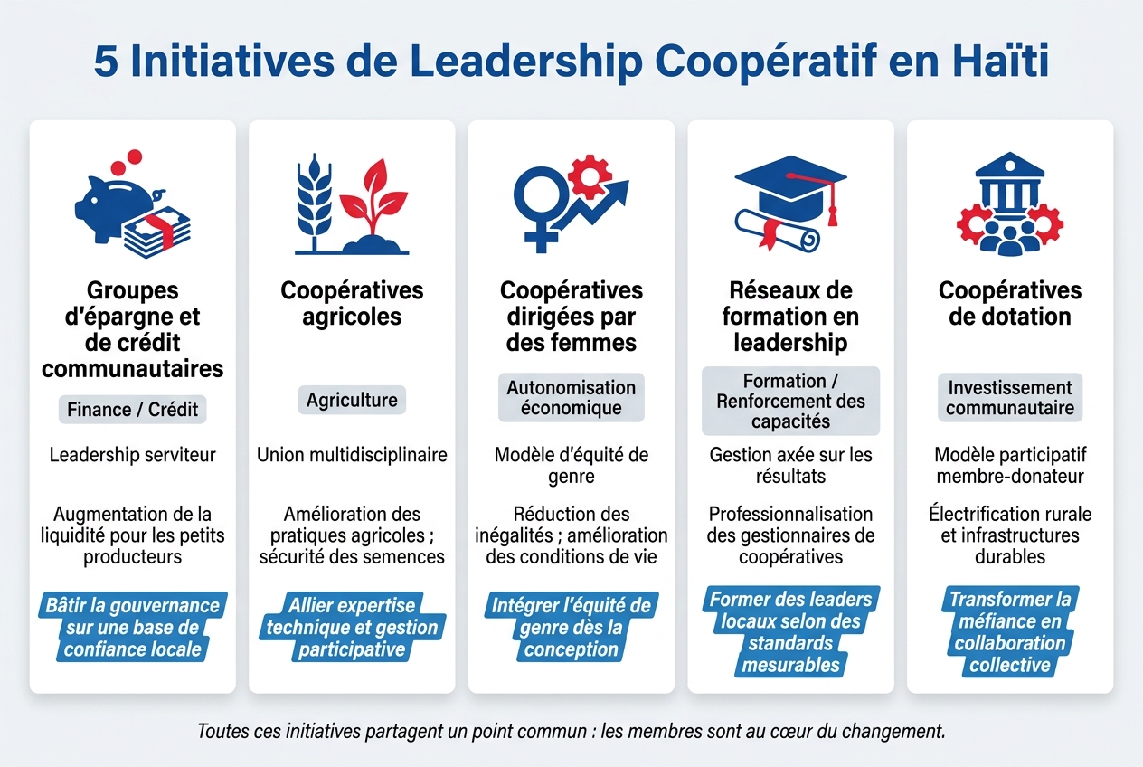 5 Initiatives de Leadership Coopératif en Haïti : Comparaison Visuelle