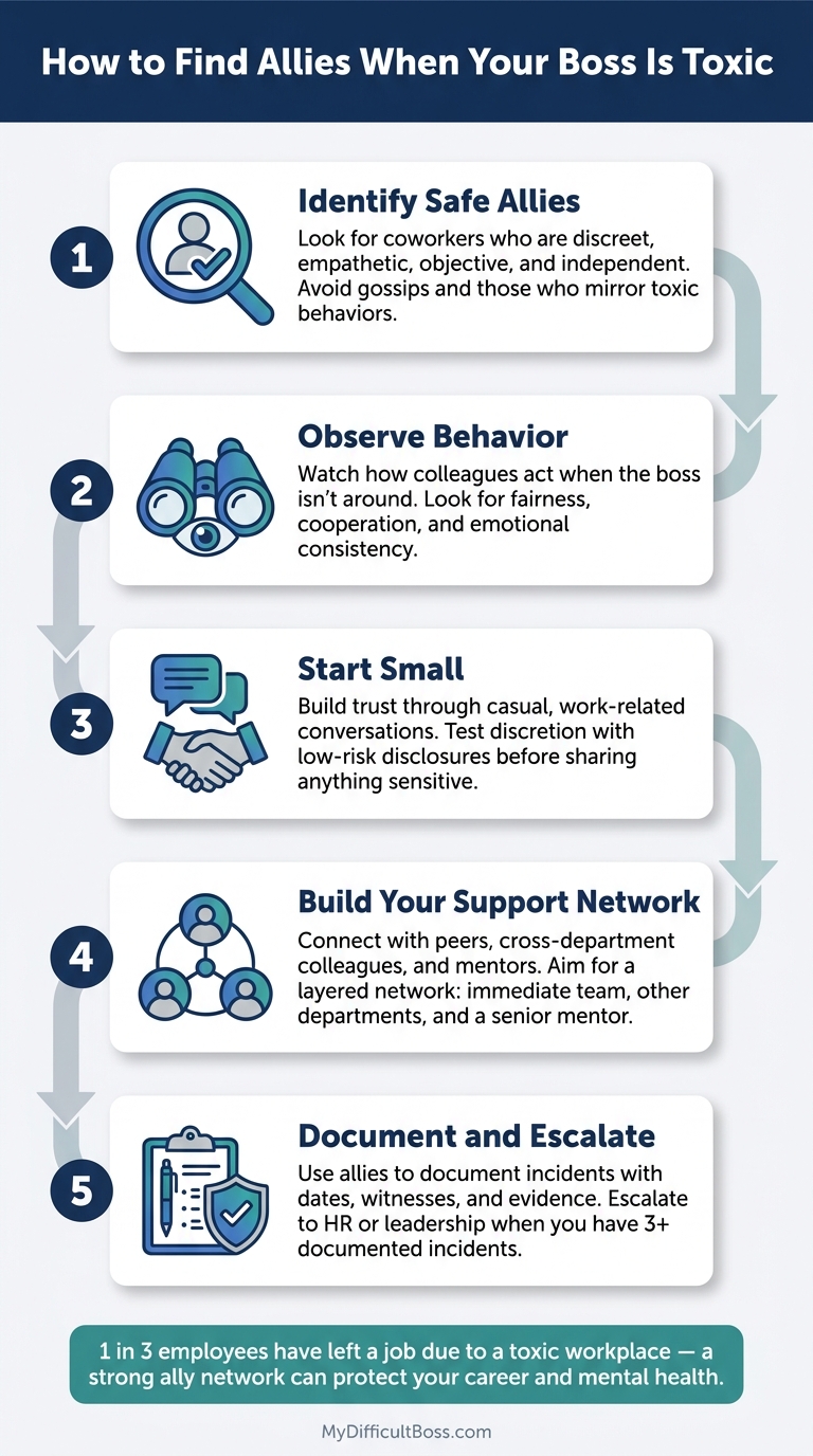 How to Find Allies When Your Boss Is Toxic: A Step-by-Step Guide - Infographic © MyDifficultBoss.com