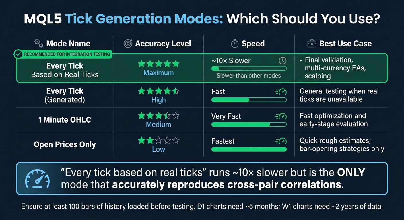 MQL5 Strategy Tester: Tick Generation Modes Compared