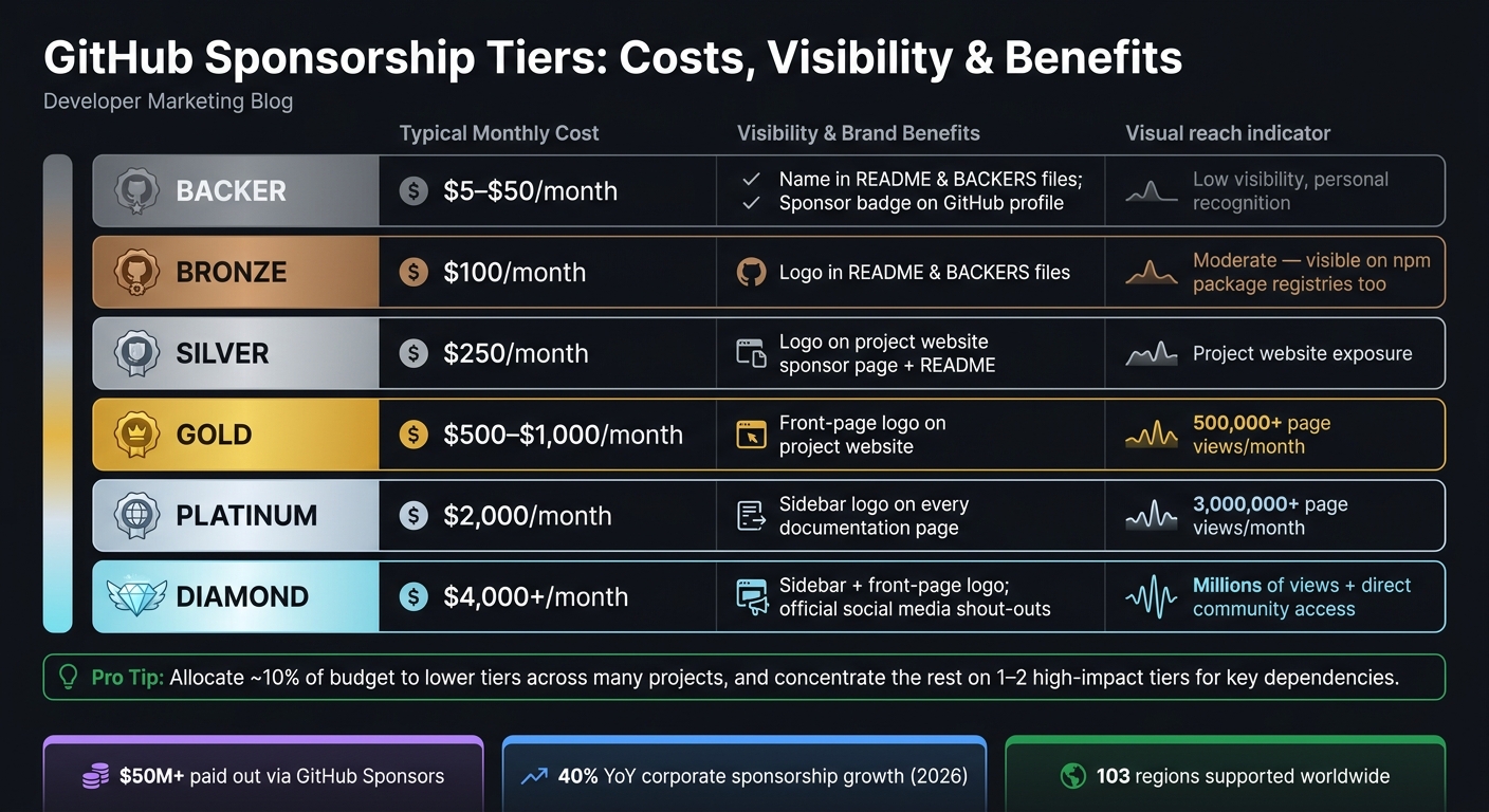 GitHub Sponsorship Tiers: Costs, Visibility & Benefits Compared