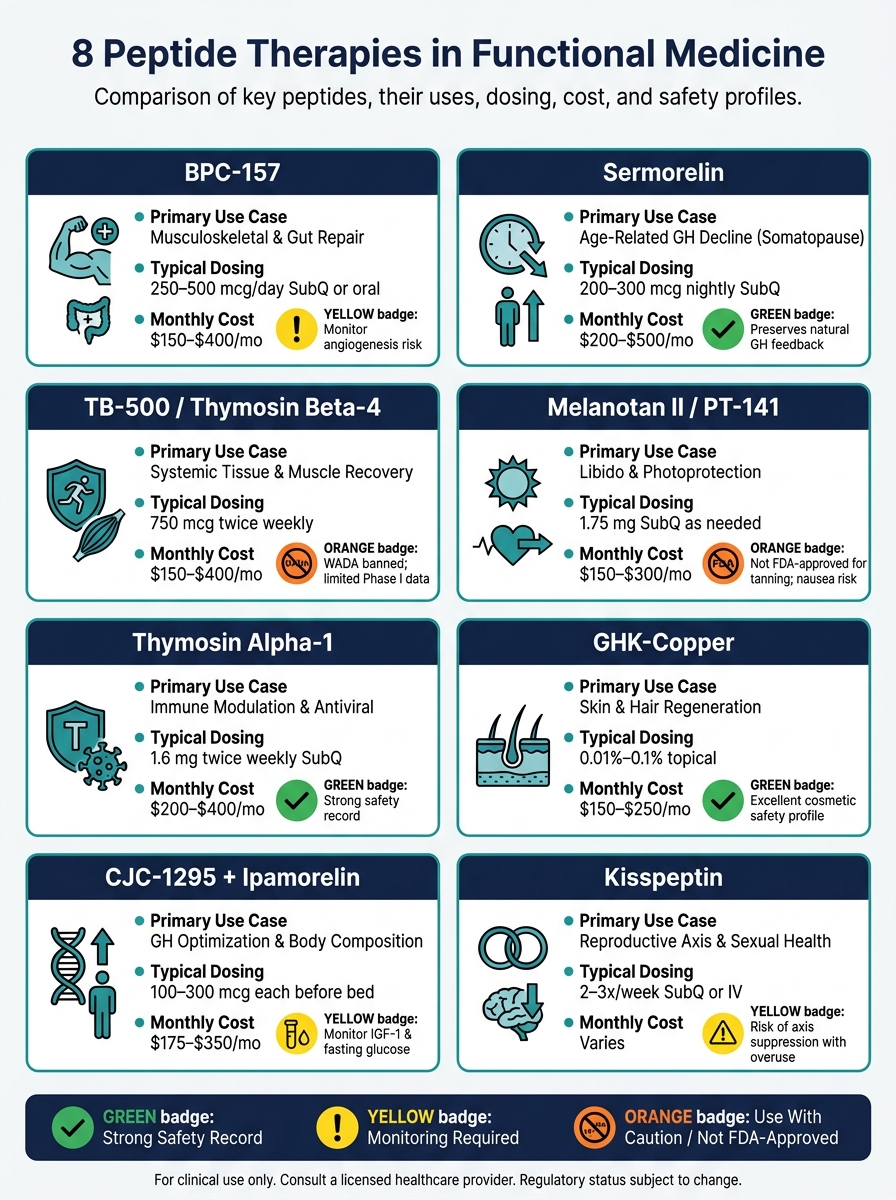 8 Peptide Therapies in Functional Medicine: Quick Comparison Guide