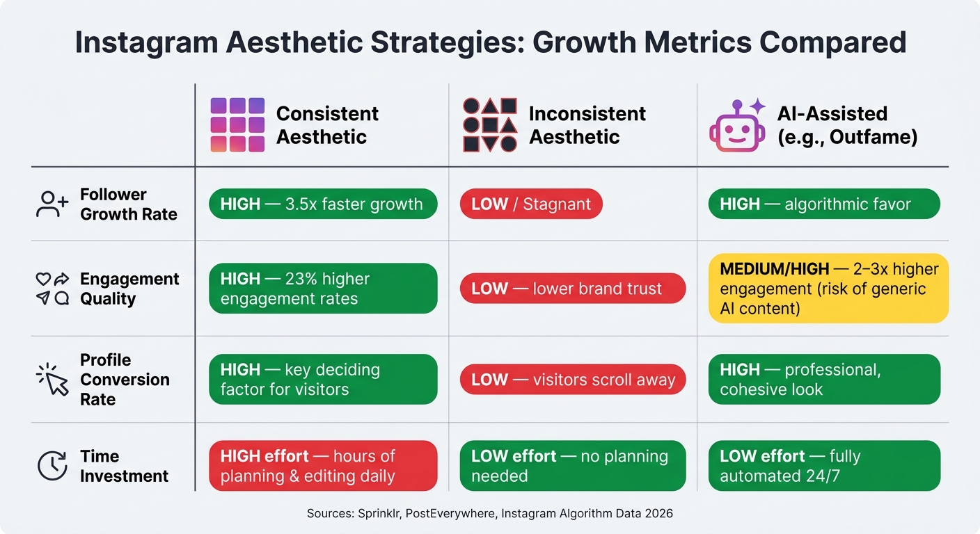 Instagram Aesthetic Strategies: Growth Metrics Compared