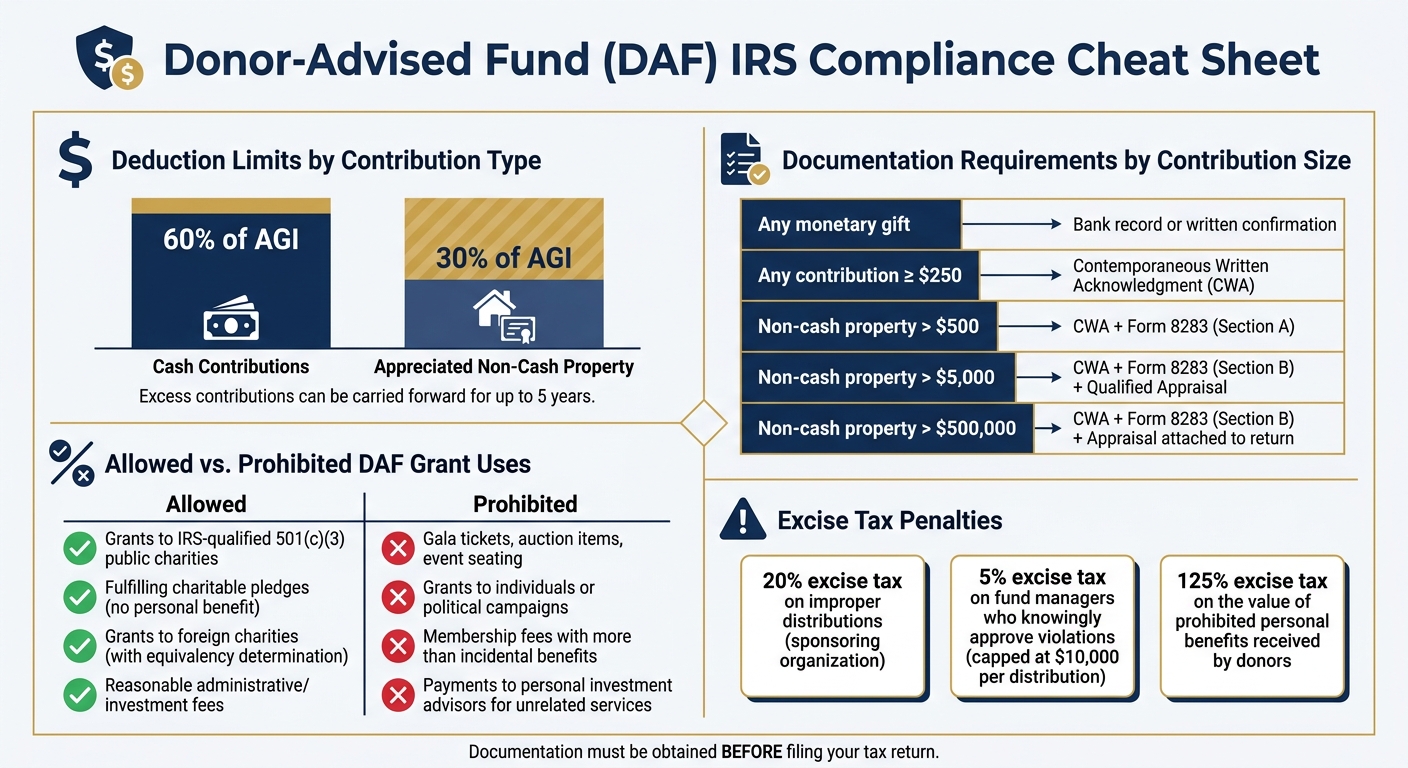 DAF IRS Compliance: Documentation Requirements & Deduction Limits at a Glance