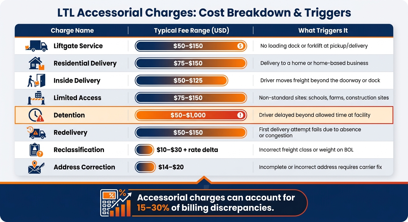LTL Accessorial Charges: Cost Breakdown & Triggers