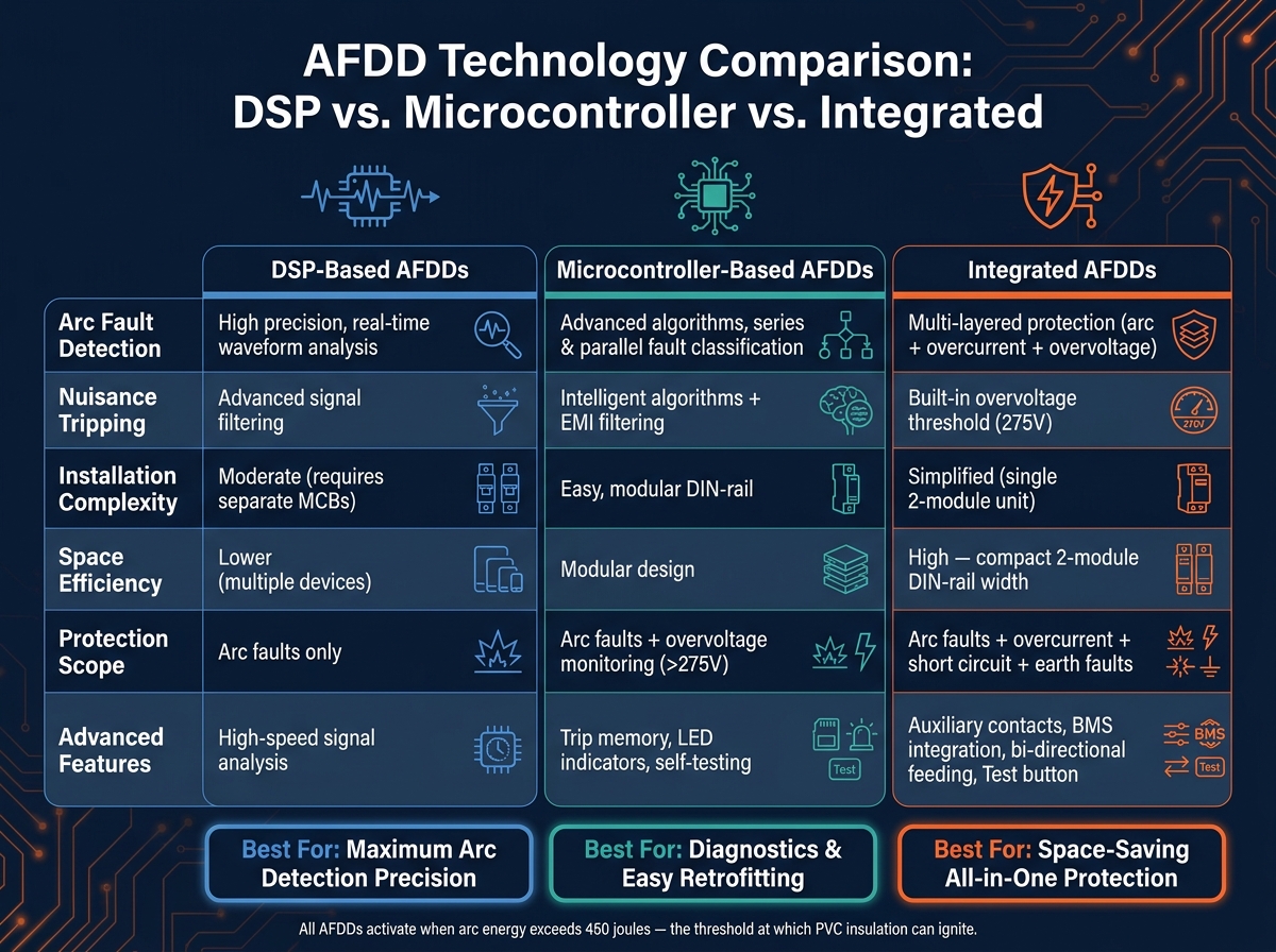 AFDD Technology Comparison: DSP vs Microcontroller vs Integrated