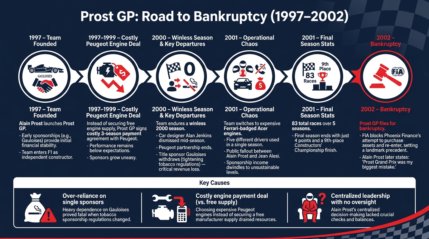 Prost GP: Timeline of Sponsorship Loss & Financial Collapse (1997–2002)
