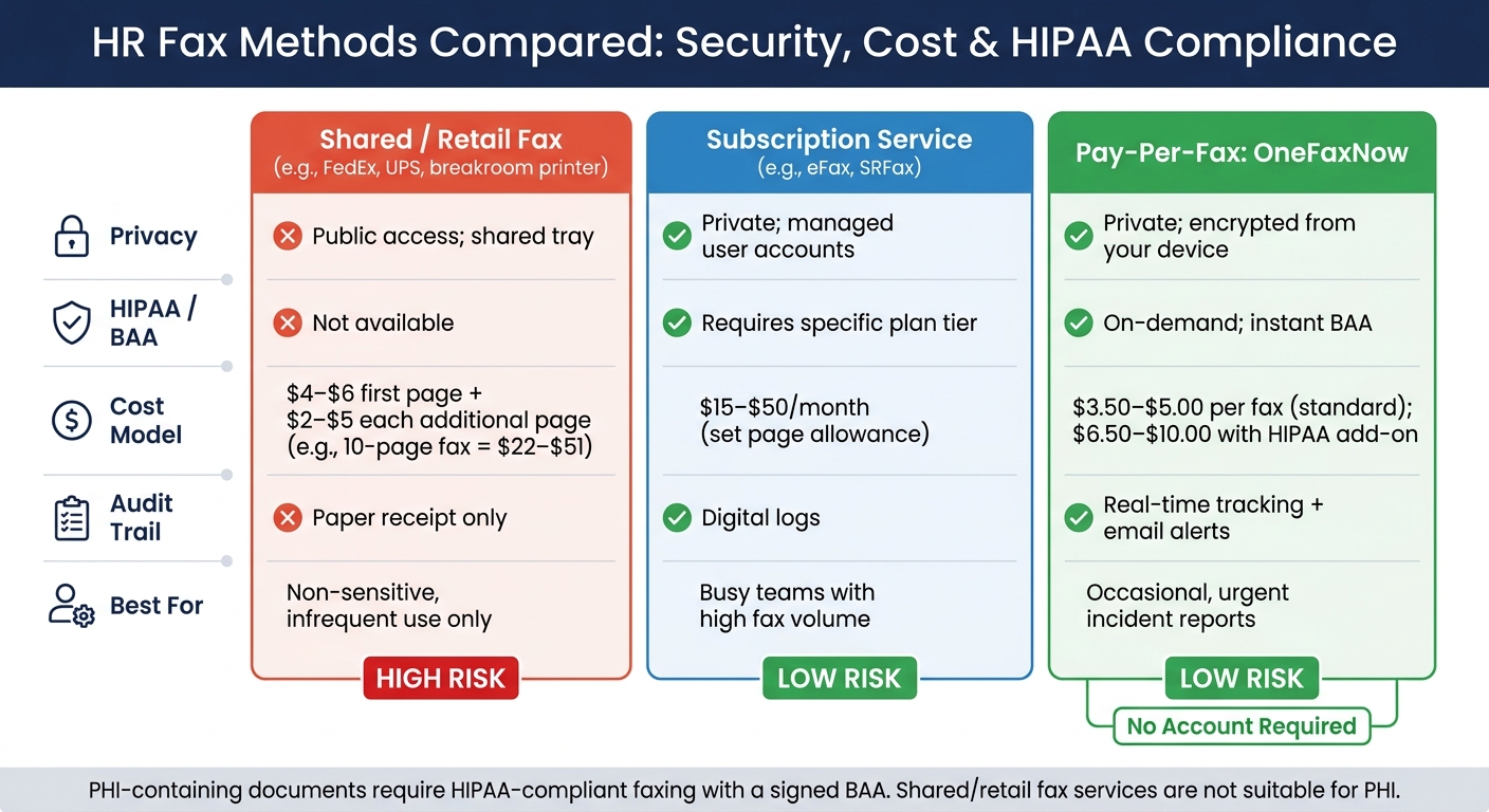 HR Fax Methods Compared: Security, Cost & HIPAA Compliance