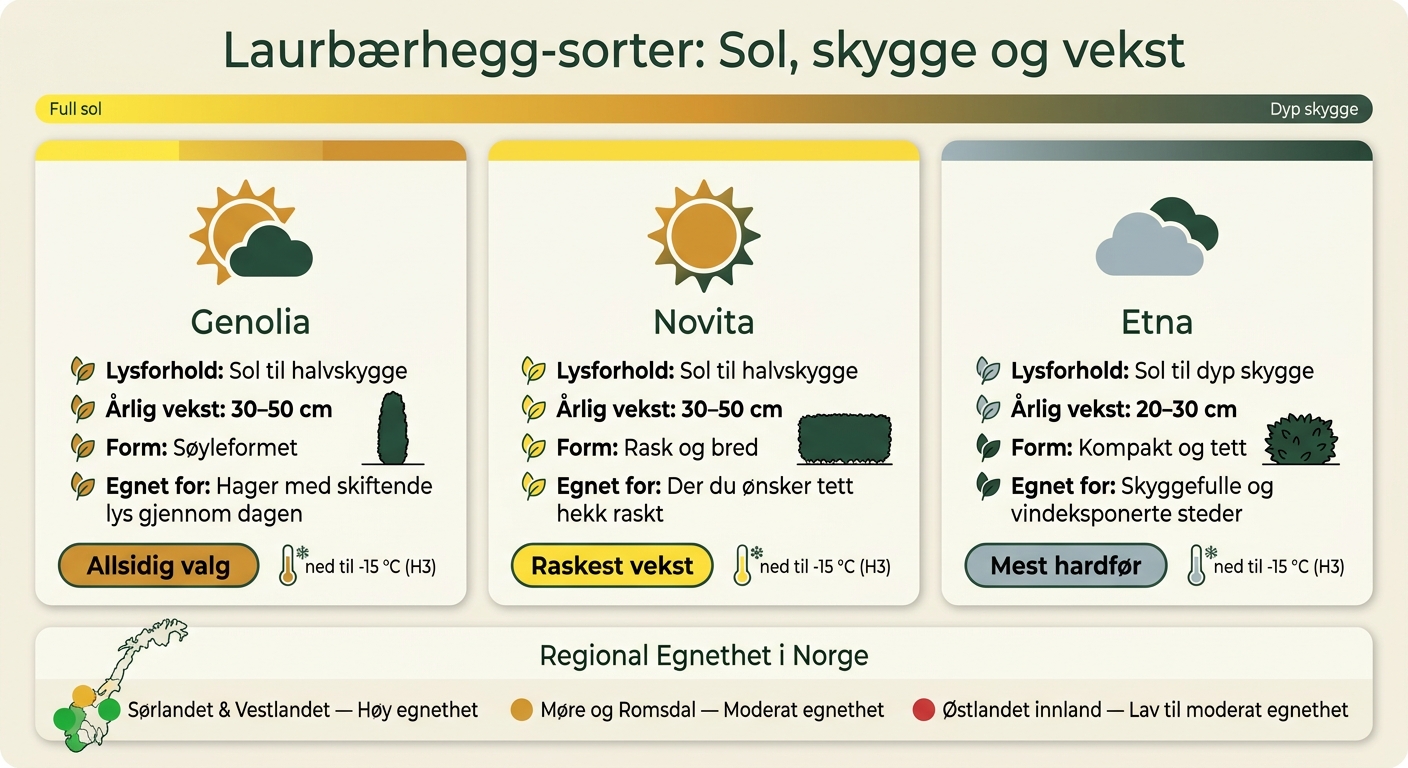 Laurbærhegg-sorter: Sol, skygge og vekst i norsk klima