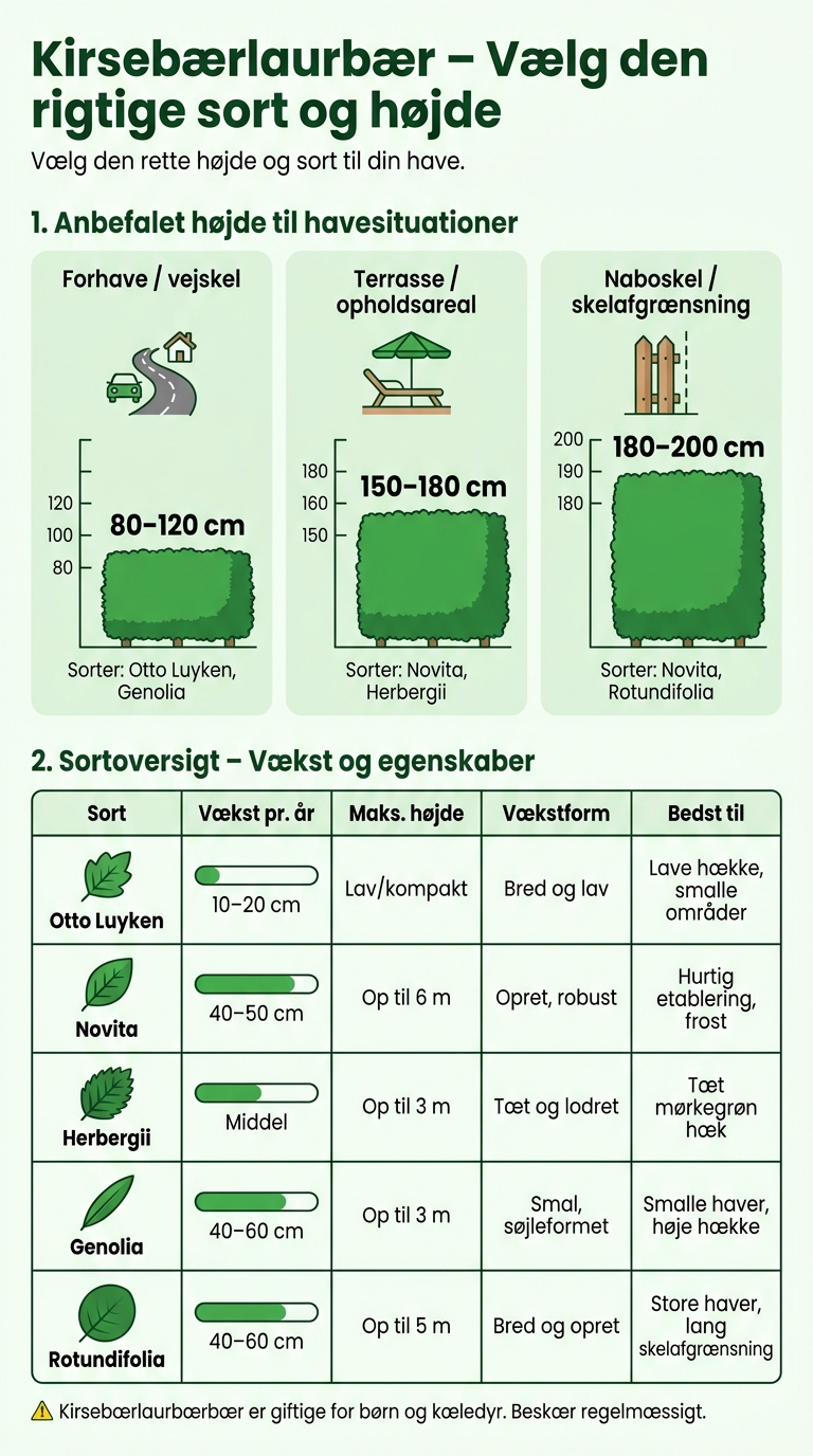 Kirsebærlaurbær: Sorter, Højder og Havesituationer