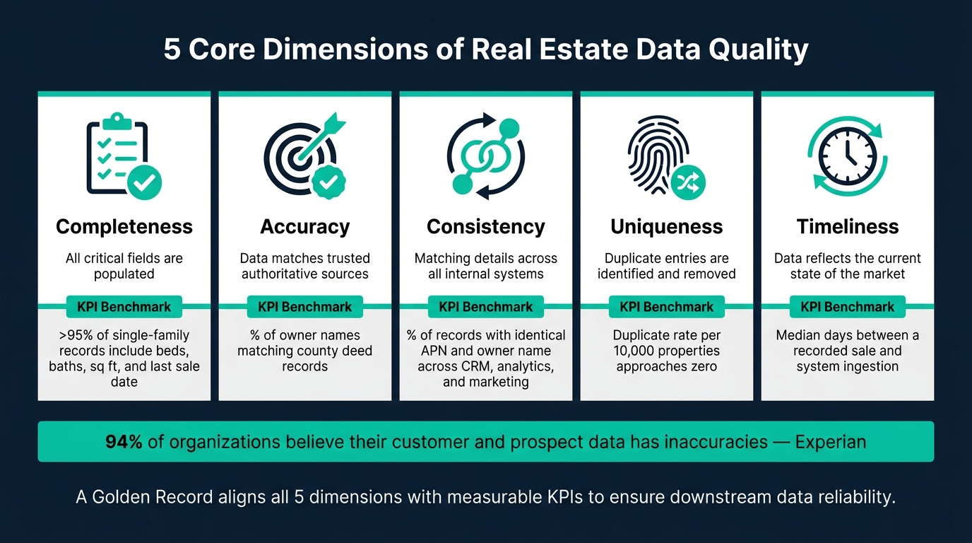 5 Core Data Quality Dimensions for Real Estate Golden Records