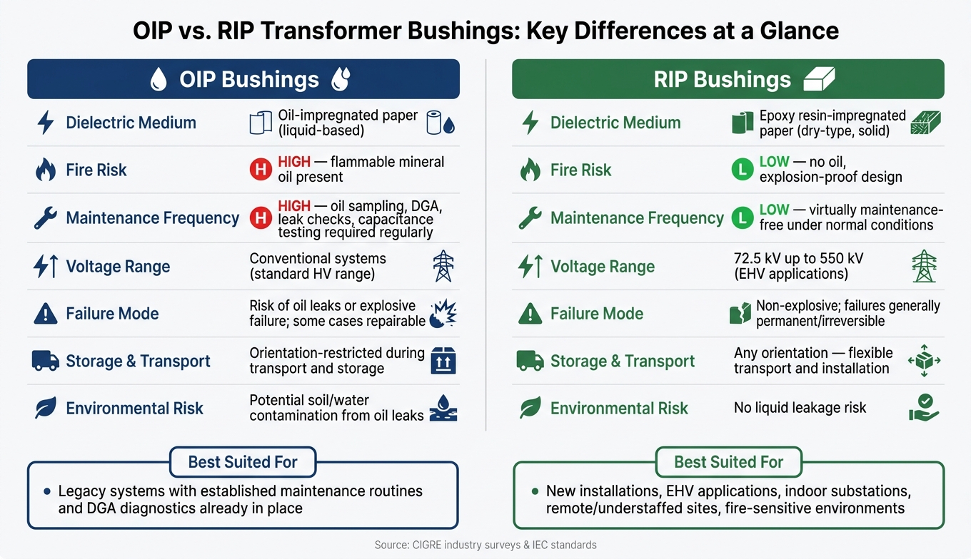 OIP vs. RIP Transformer Bushings: Side-by-Side Comparison