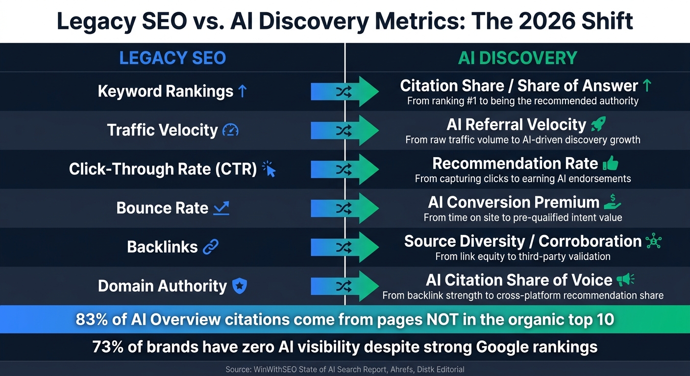 Legacy SEO vs. AI Discovery Metrics: The 2026 Shift