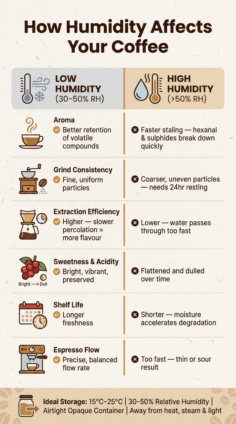 How Humidity Affects Coffee: Low vs High Moisture at a Glance