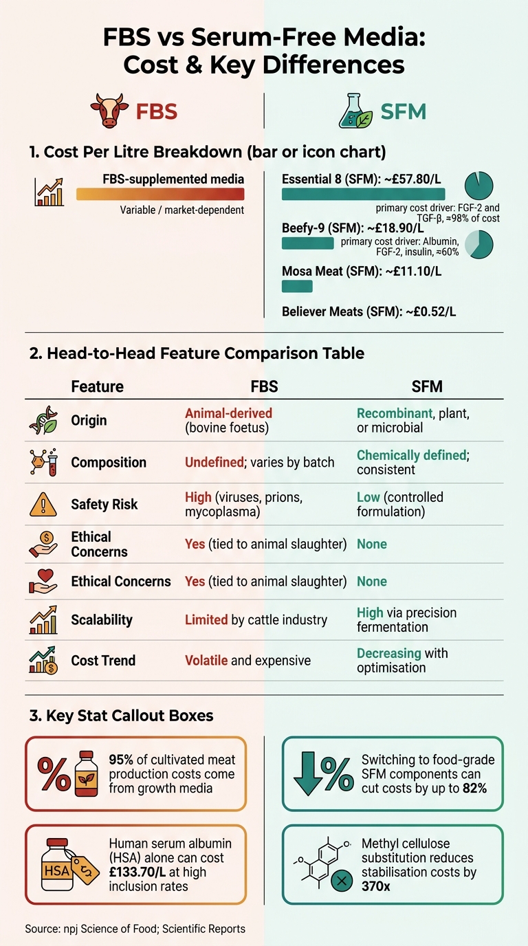 FBS vs Serum-Free Media: Cost & Key Differences in Cultivated Meat Production