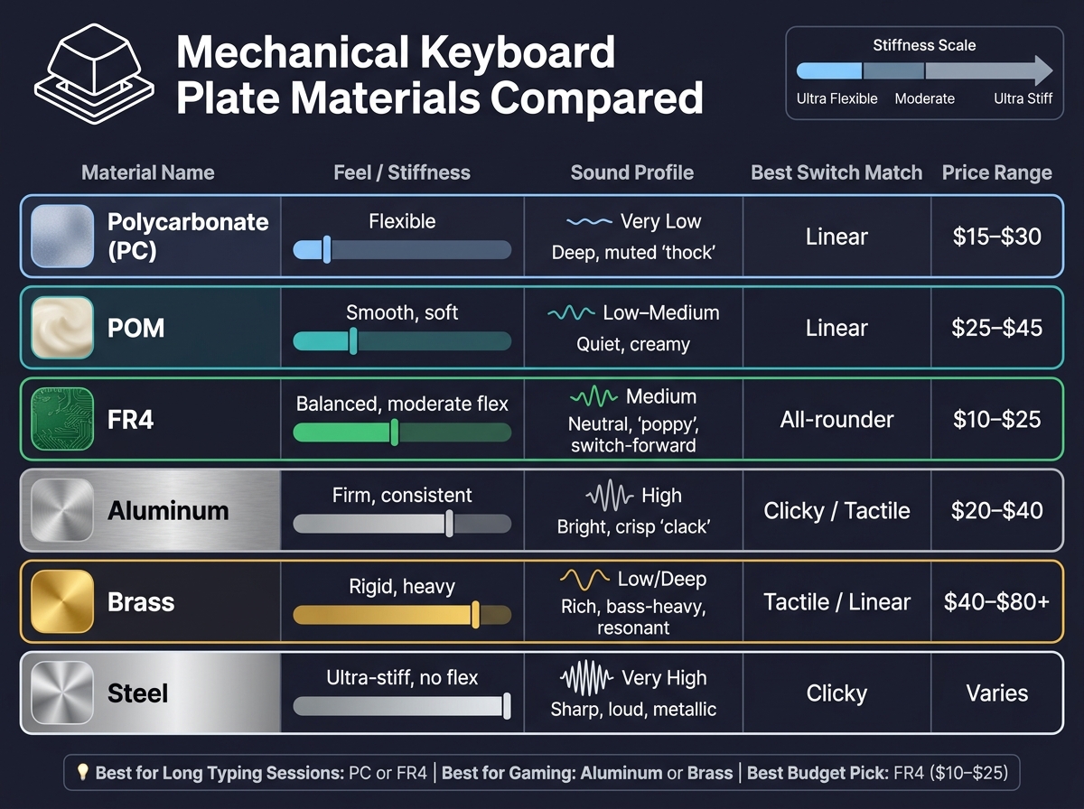 Mechanical Keyboard Plate Materials Compared: Feel, Sound & Price