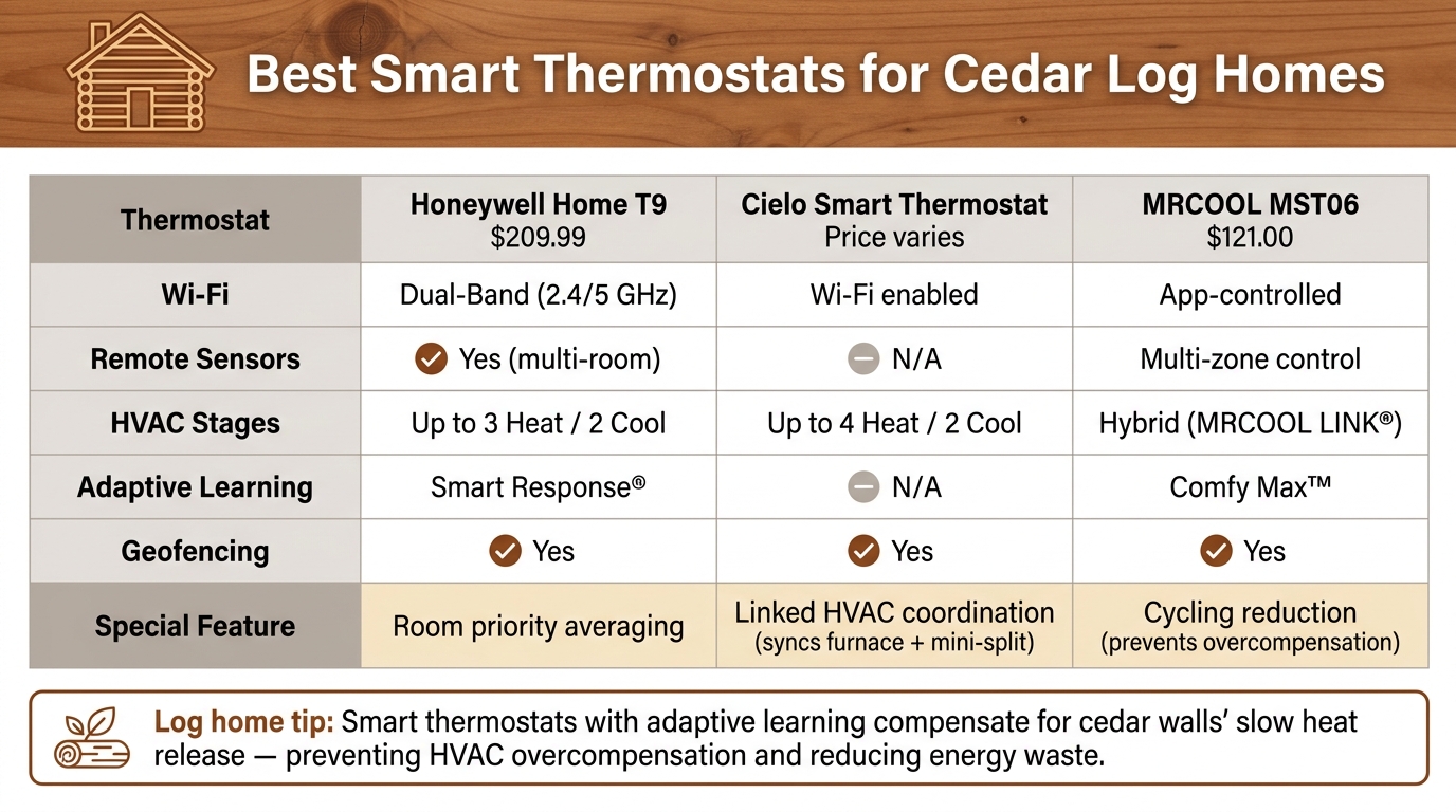 Best Smart Thermostats for Cedar Log Homes: Feature Comparison