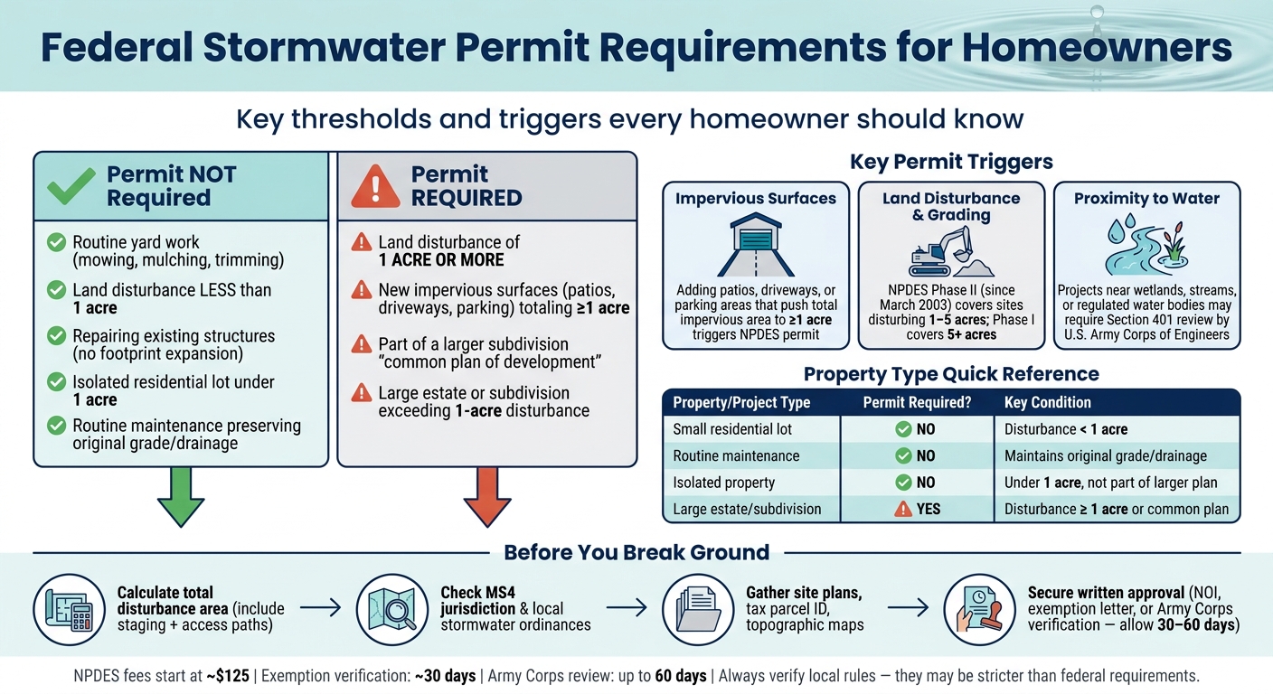 Federal Stormwater Permit Requirements for Homeowners: Quick Reference Guide