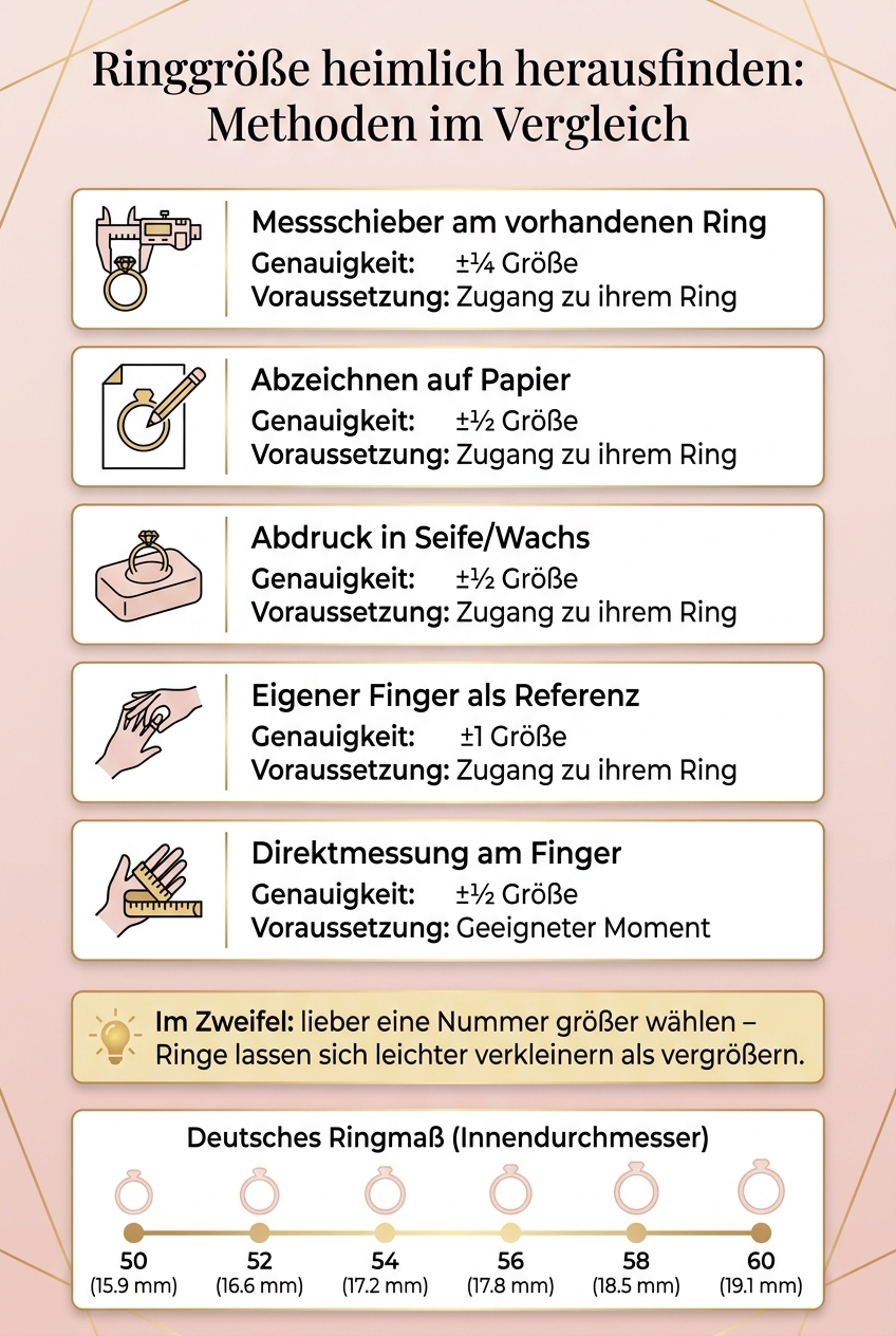 Ringgröße heimlich herausfinden: Methoden im Vergleich
