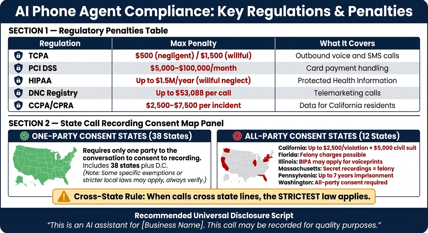 AI Phone Agent Compliance: Regulatory Penalties & State Consent Laws at a Glance