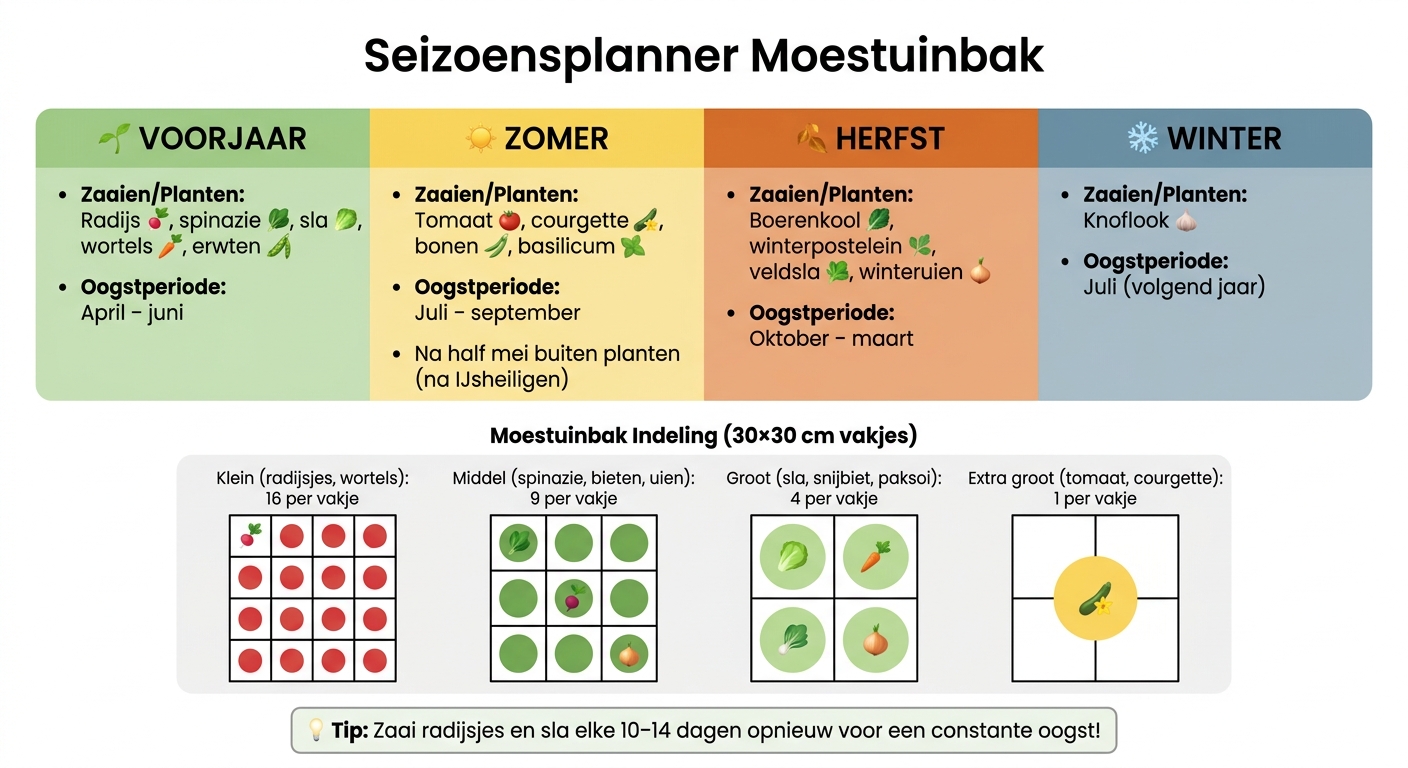 Seizoensplanner Moestuinbak: Zaaien & Oogsten in Nederland