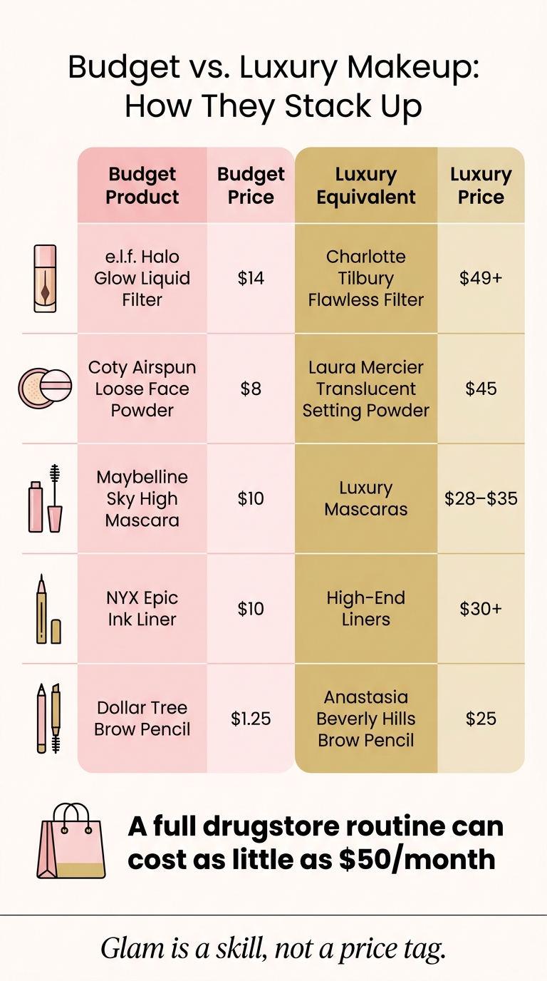 Budget vs. Luxury Makeup: Price Comparison Chart