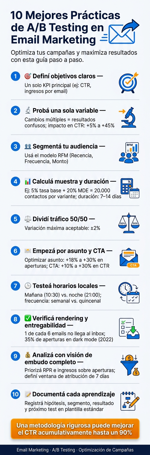 10 Mejores Prácticas de A/B Testing en Email Marketing