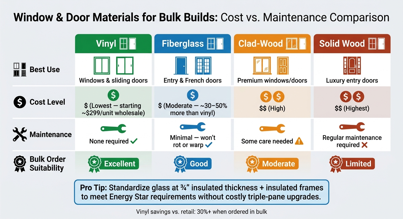 Window & Door Materials for Bulk Builds: Cost vs. Maintenance Comparison