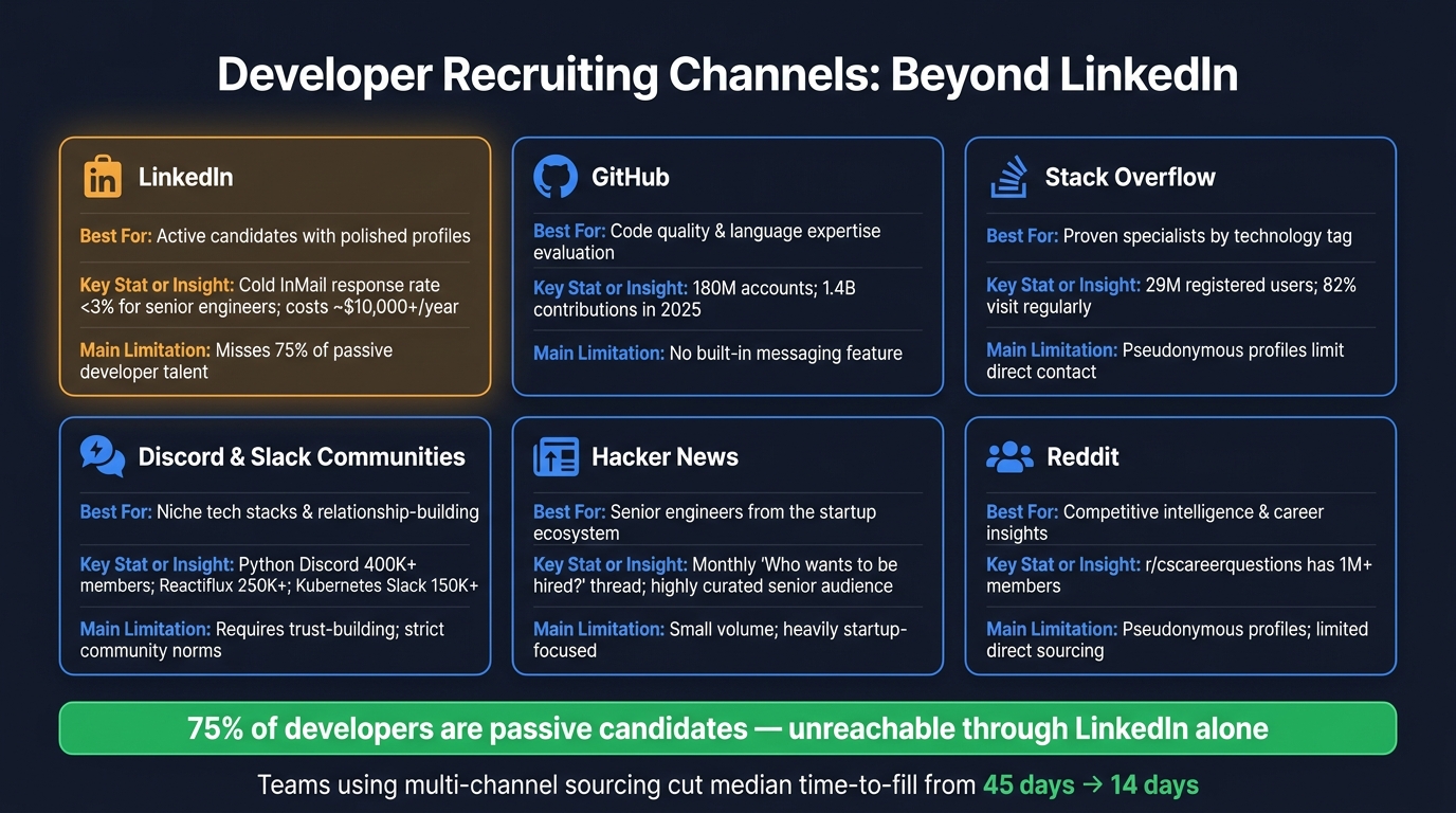 Developer Recruiting Channels Compared: Beyond LinkedIn
