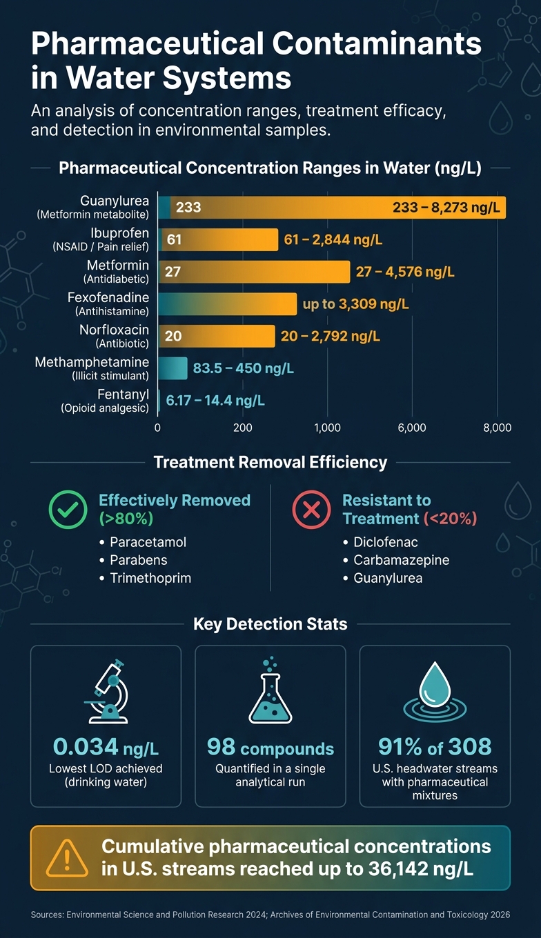 Pharmaceutical Contaminants in Water: Concentrations & Detection Limits