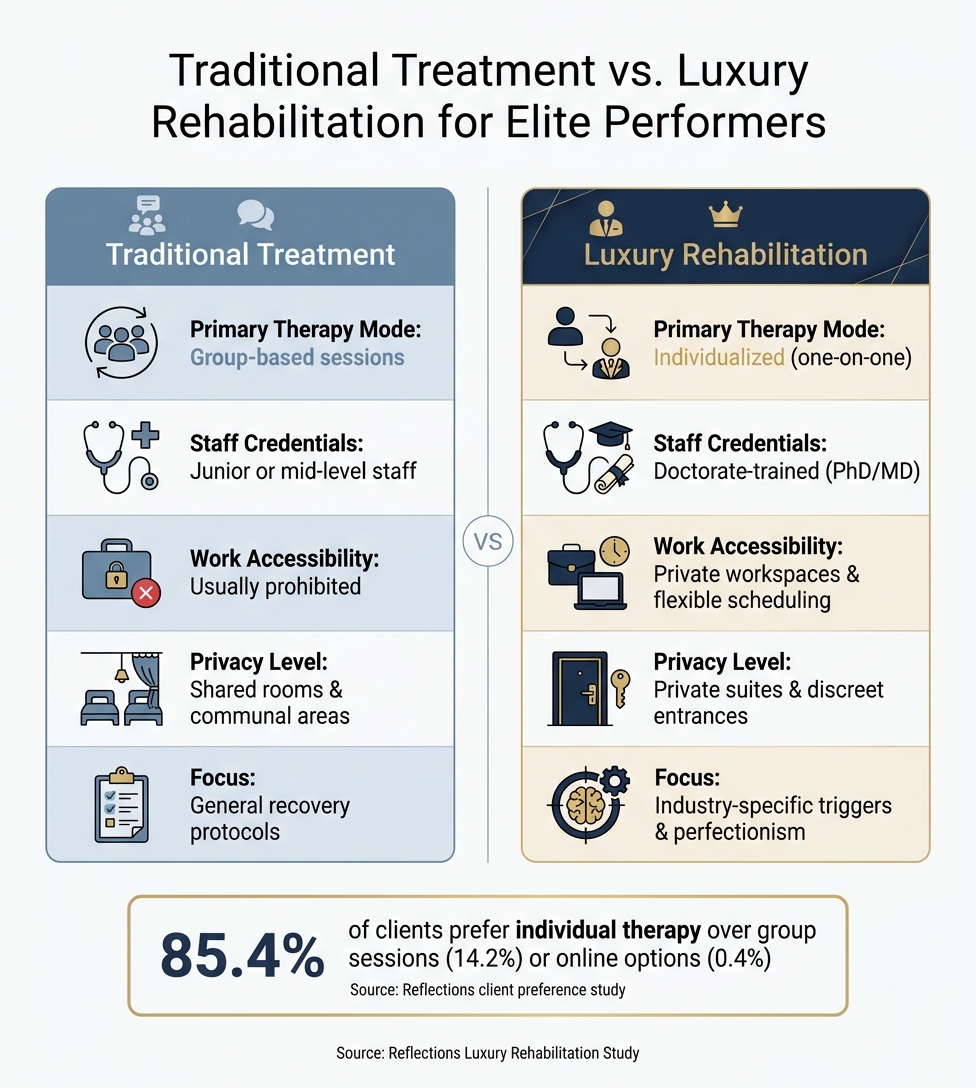 Traditional Treatment vs. Luxury Rehabilitation for Elite Performers