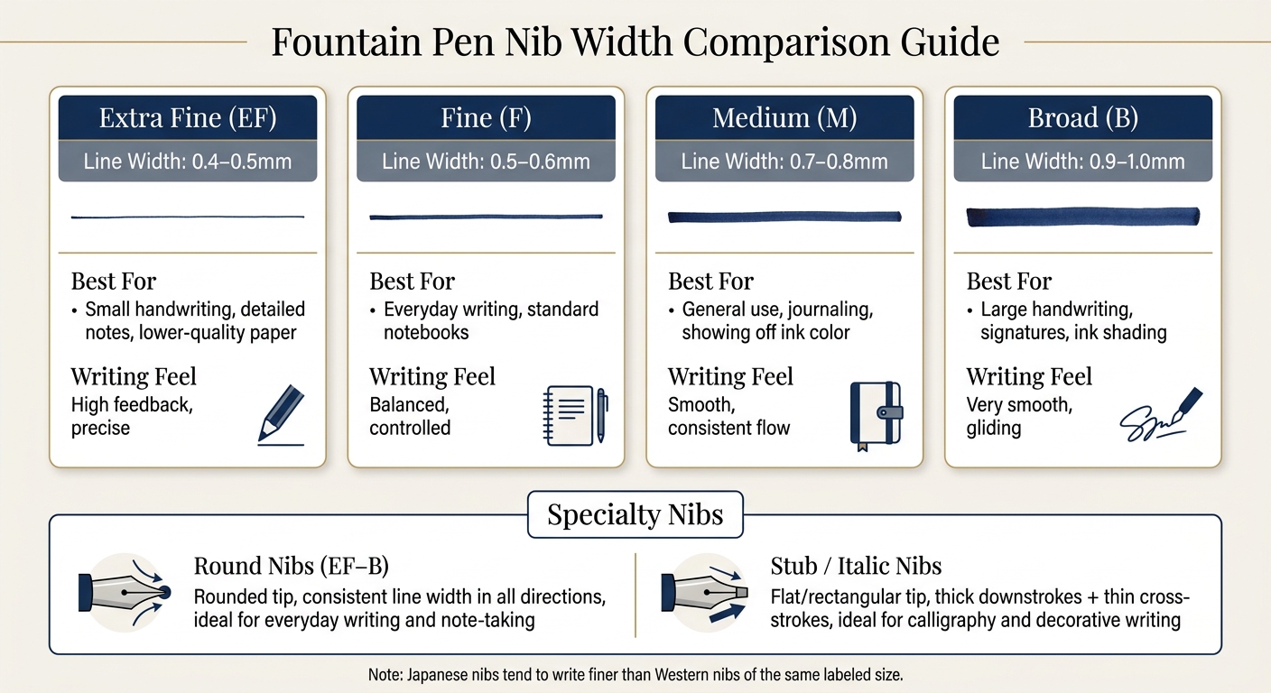 Fountain Pen Nib Width Comparison Guide
