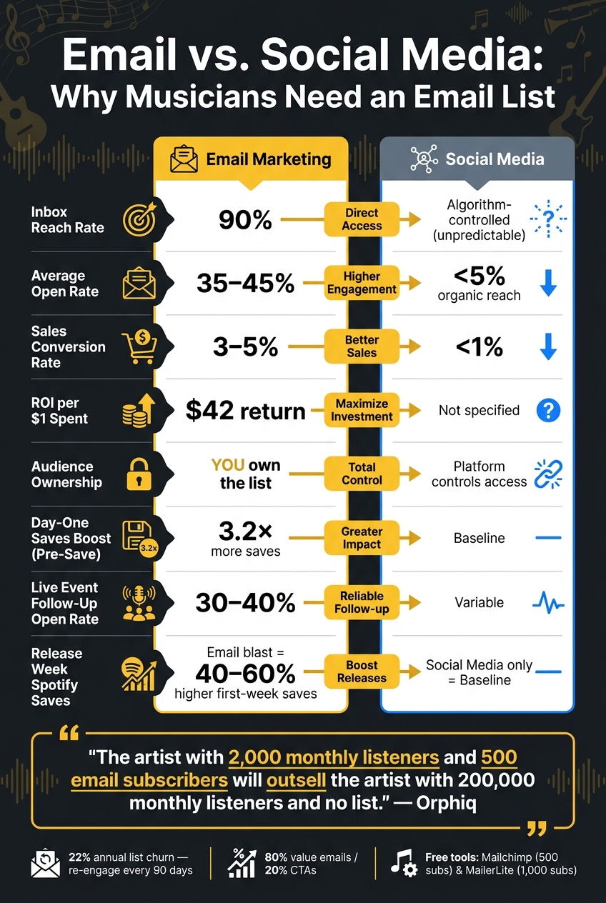 Email vs. Social Media: Why Musicians Need an Email List
