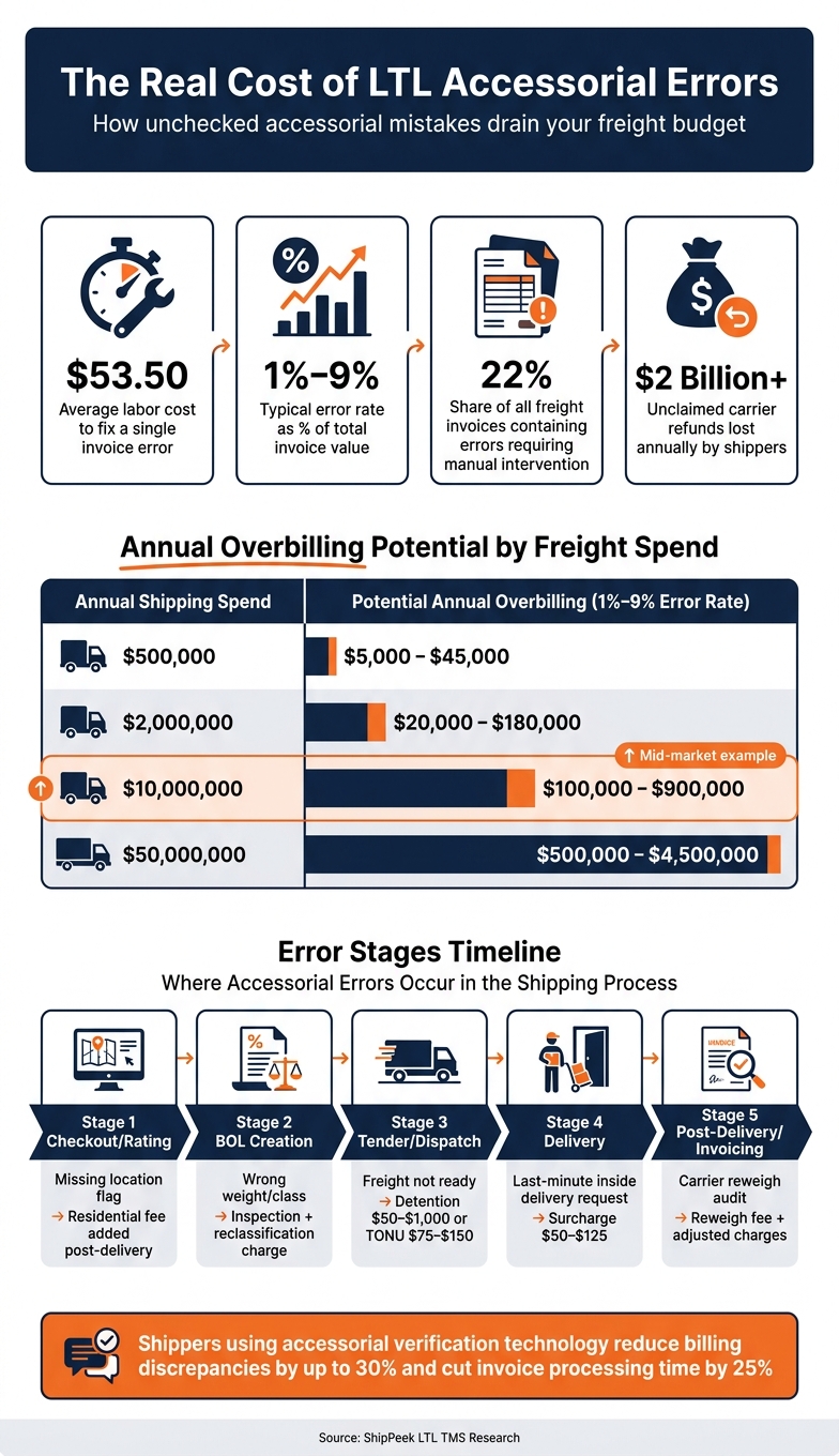 The Real Cost of LTL Accessorial Errors by Annual Freight Spend