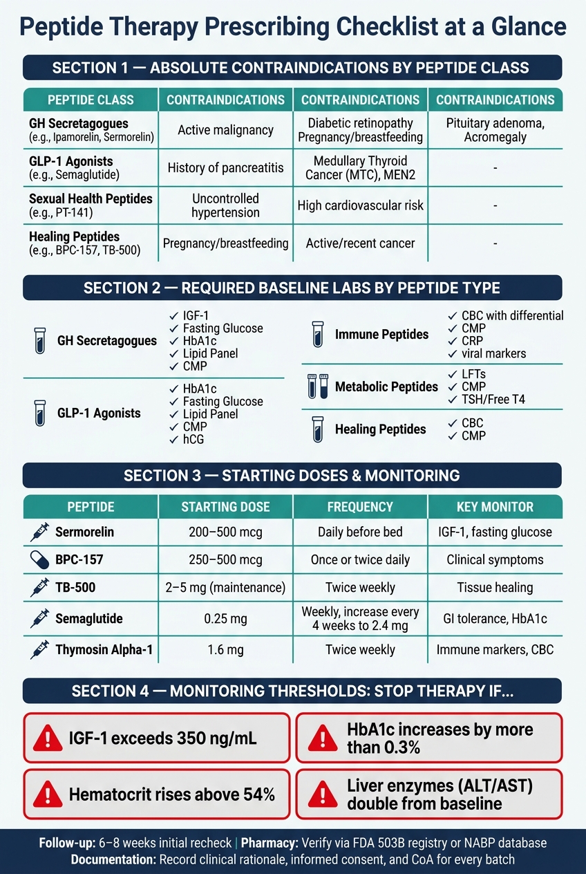 Peptide Therapy Prescribing Checklist: Key Requirements by Peptide Class