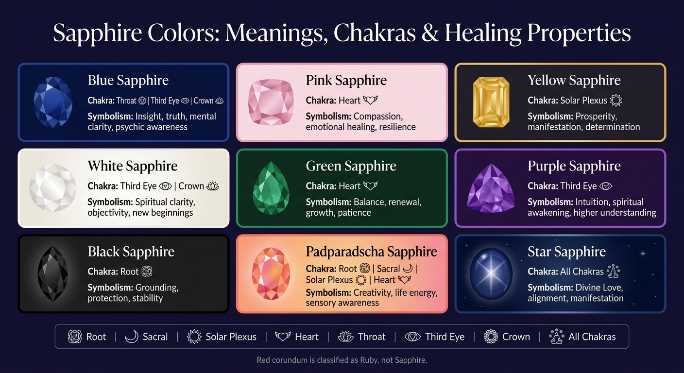 Sapphire Colors: Meanings, Chakras & Healing Properties