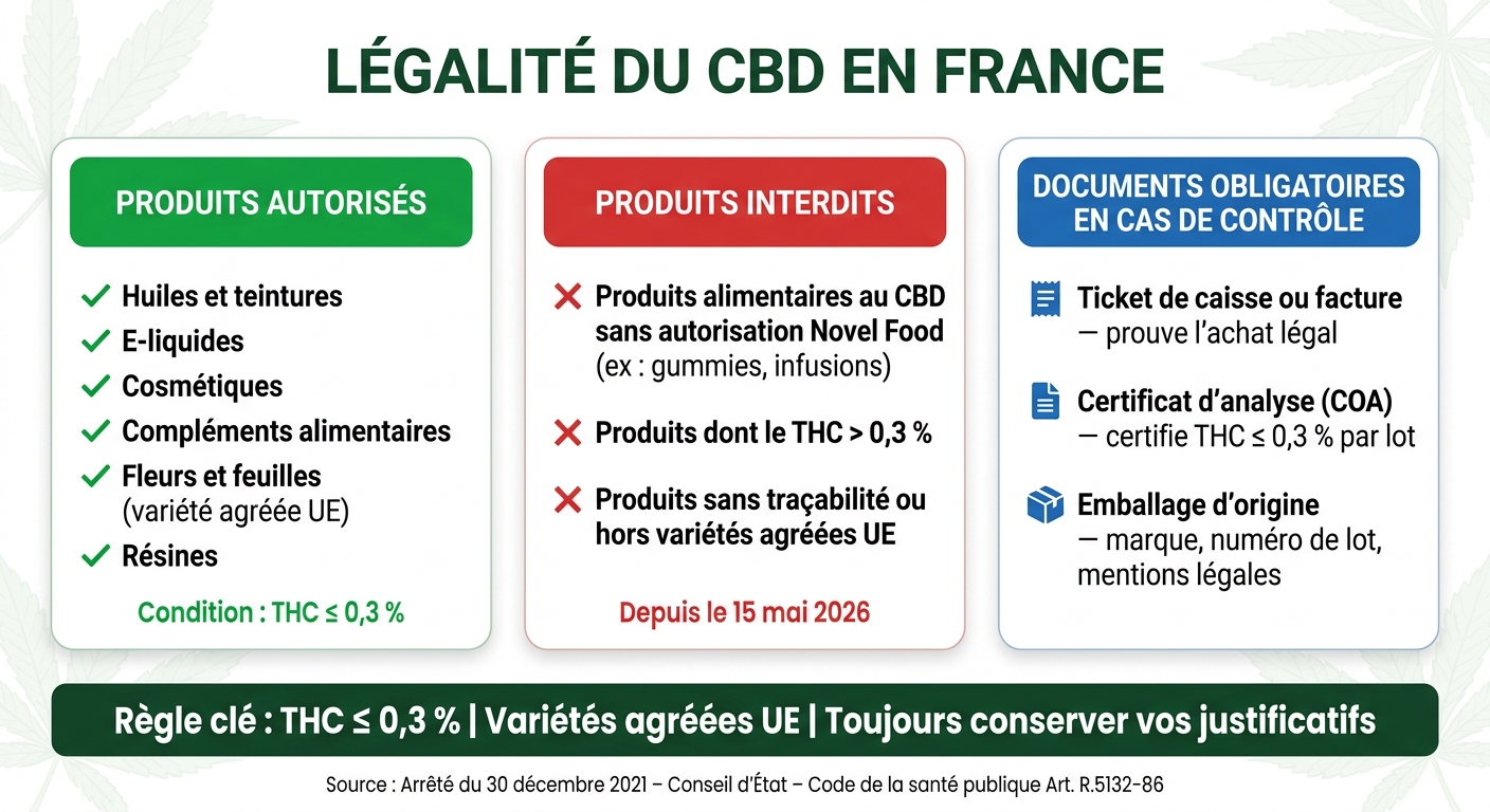 CBD en France : Produits légaux vs interdits et documents obligatoires
