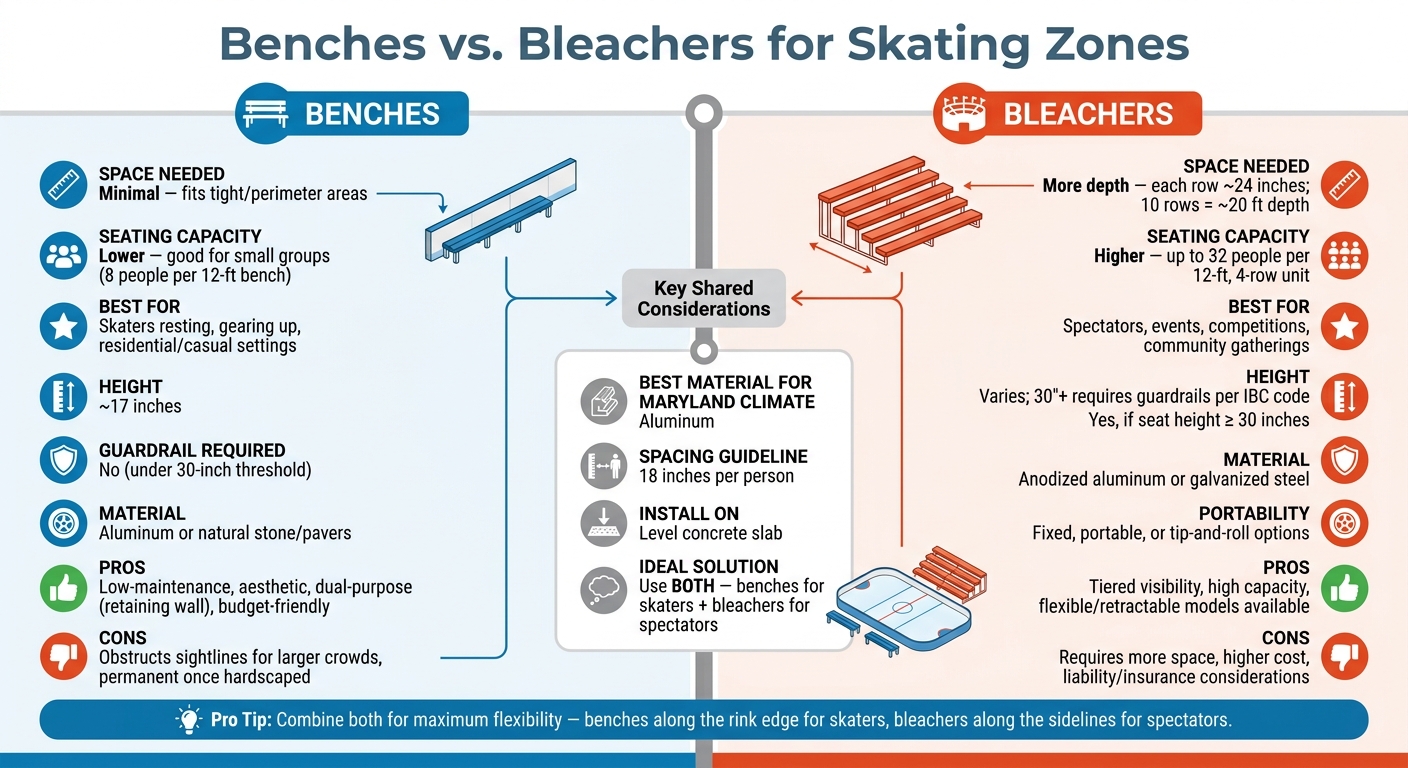 Benches vs. Bleachers for Skating Zones: Side-by-Side Comparison