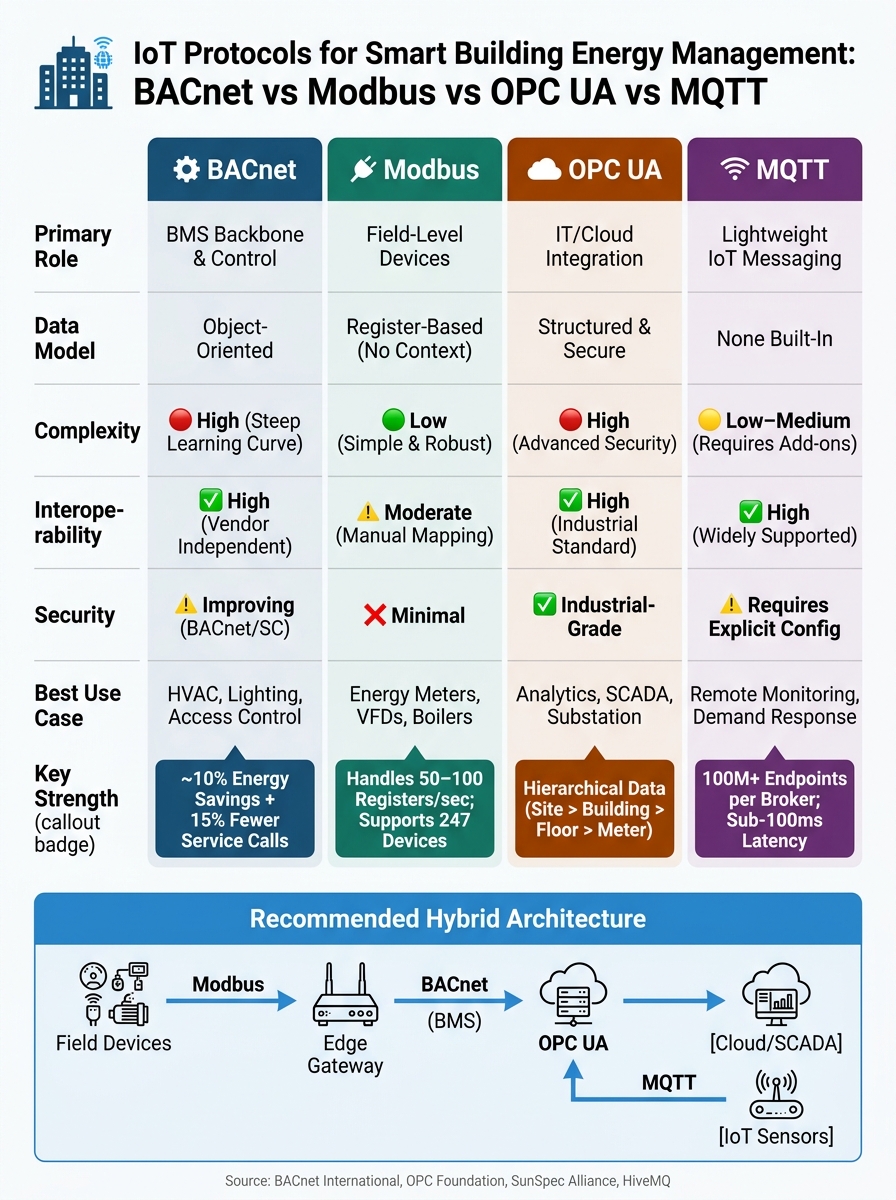 IoT Protocol Comparison for Smart Building Energy Management