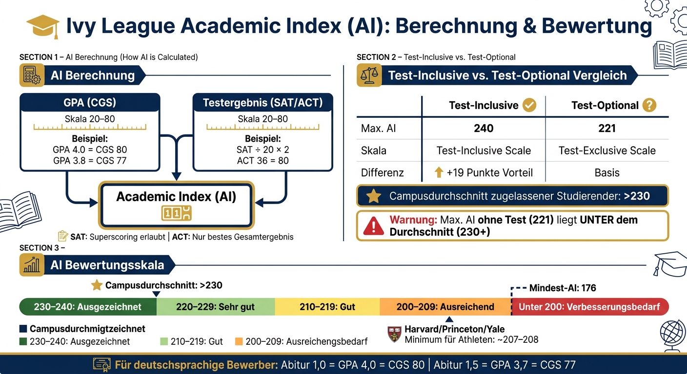 Ivy League Academic Index: Test-Inclusive vs. Test-Optional Skala