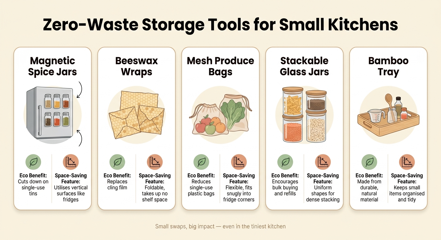 Zero-Waste Storage Tools for Small Kitchens: Eco Benefits & Space-Saving Features