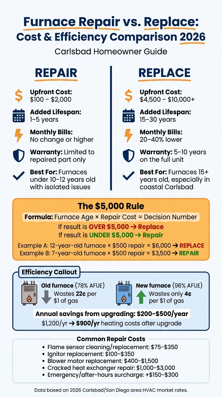 Furnace Repair vs. Replace: Cost & Efficiency Comparison 2026