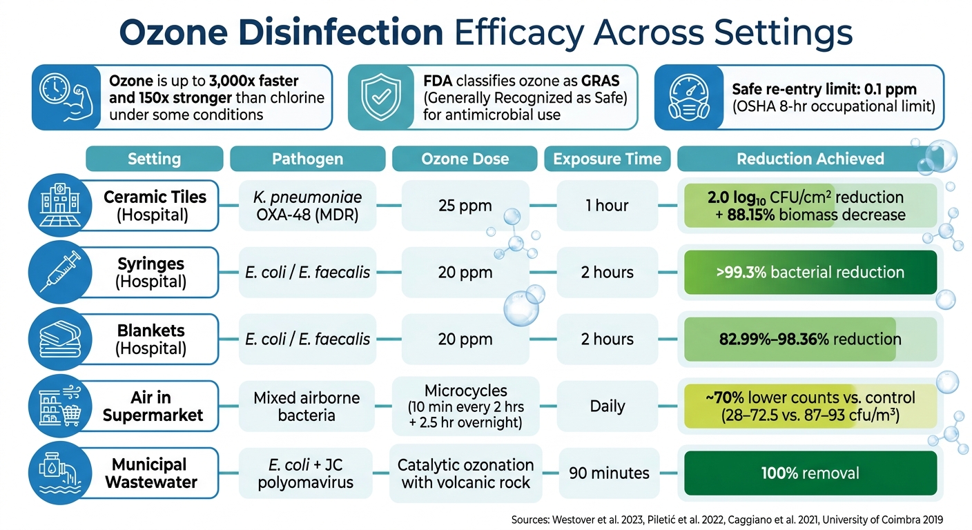 Ozone Disinfection Efficacy by Setting: Key Research Data