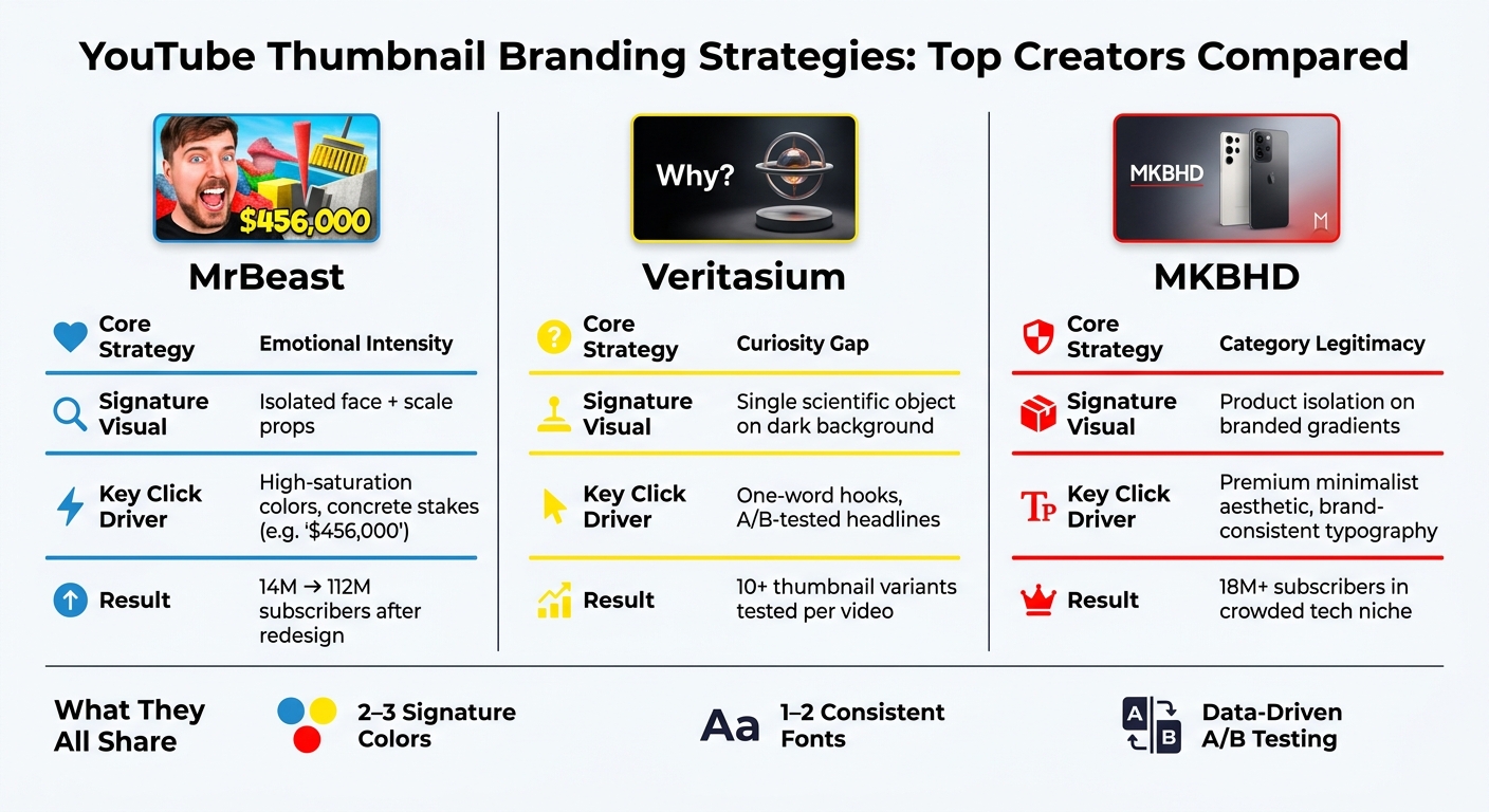YouTube Thumbnail Branding: MrBeast vs Veritasium vs MKBHD