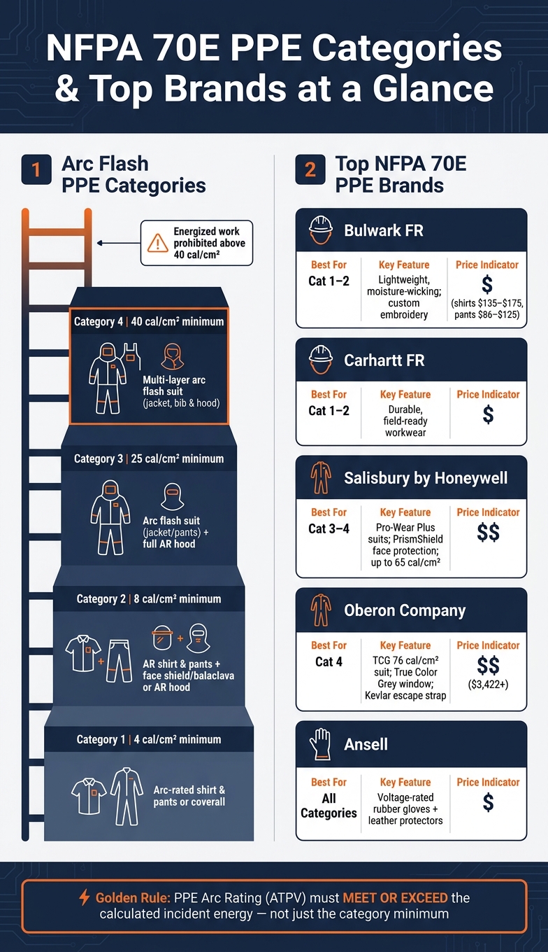 NFPA 70E PPE Categories & Top Brands Comparison Guide