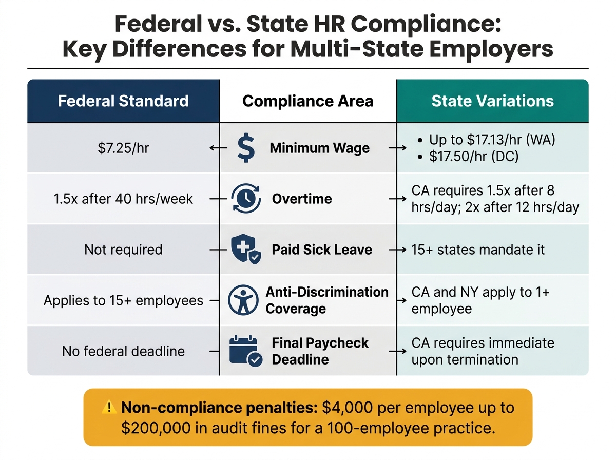 Federal vs. State HR Compliance: Key Differences for Multi-State Employers