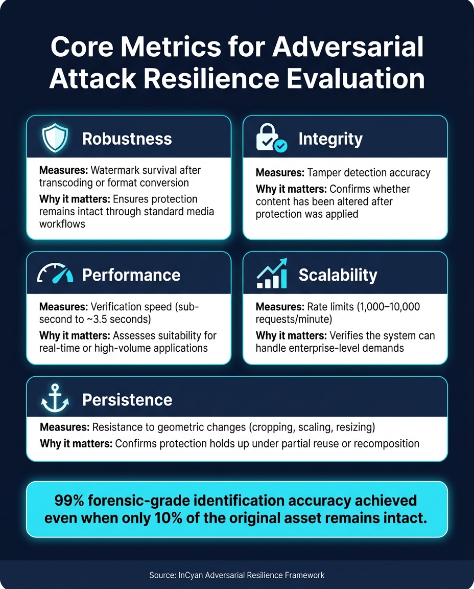 Adversarial Attack Resilience: Core Evaluation Metrics at a Glance