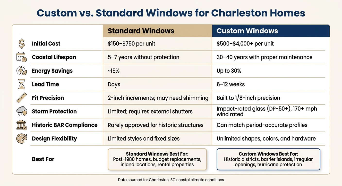 Custom vs. Standard Windows: Charleston Home Comparison Guide