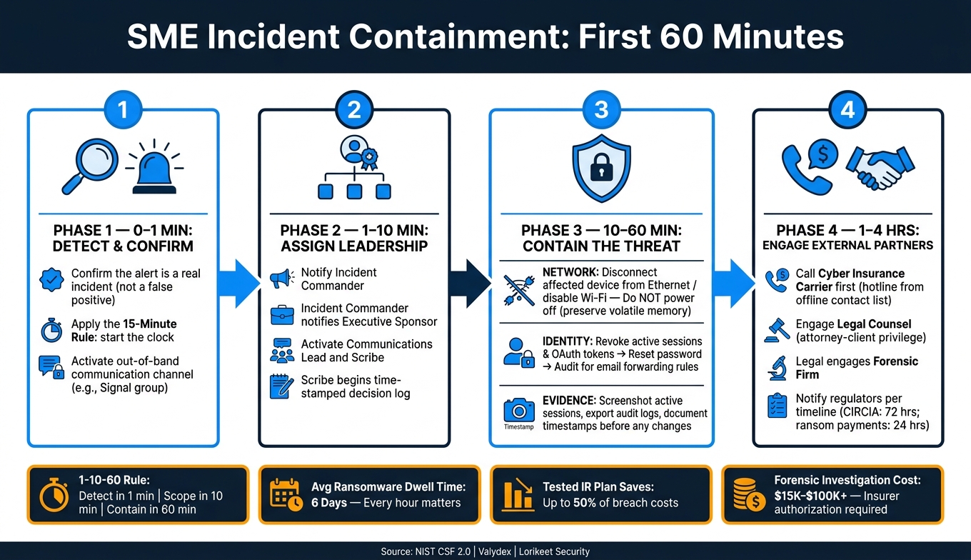 Incident Containment Response: First 60 Minutes for SMEs
